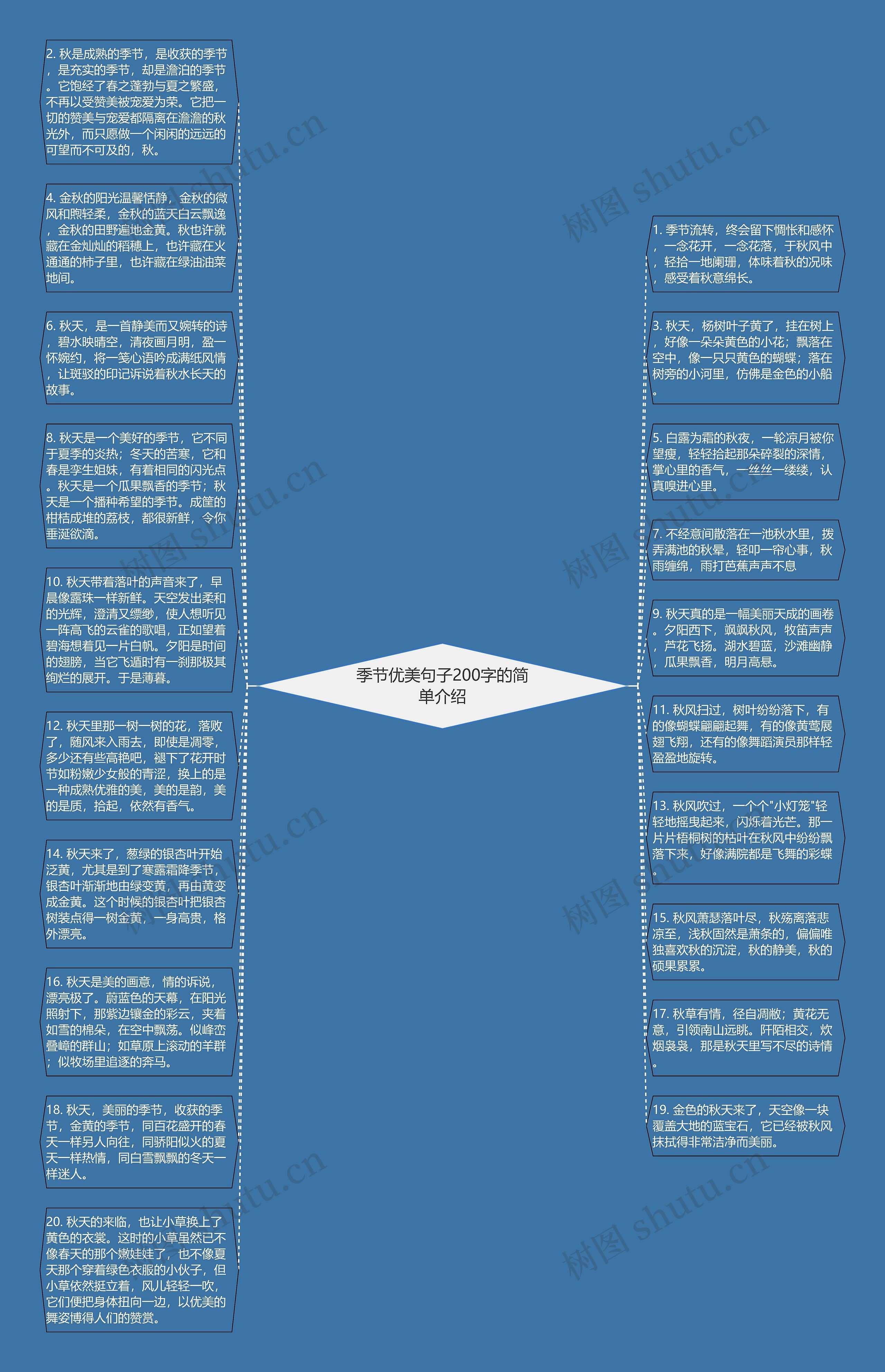 季节优美句子200字的简单介绍思维导图