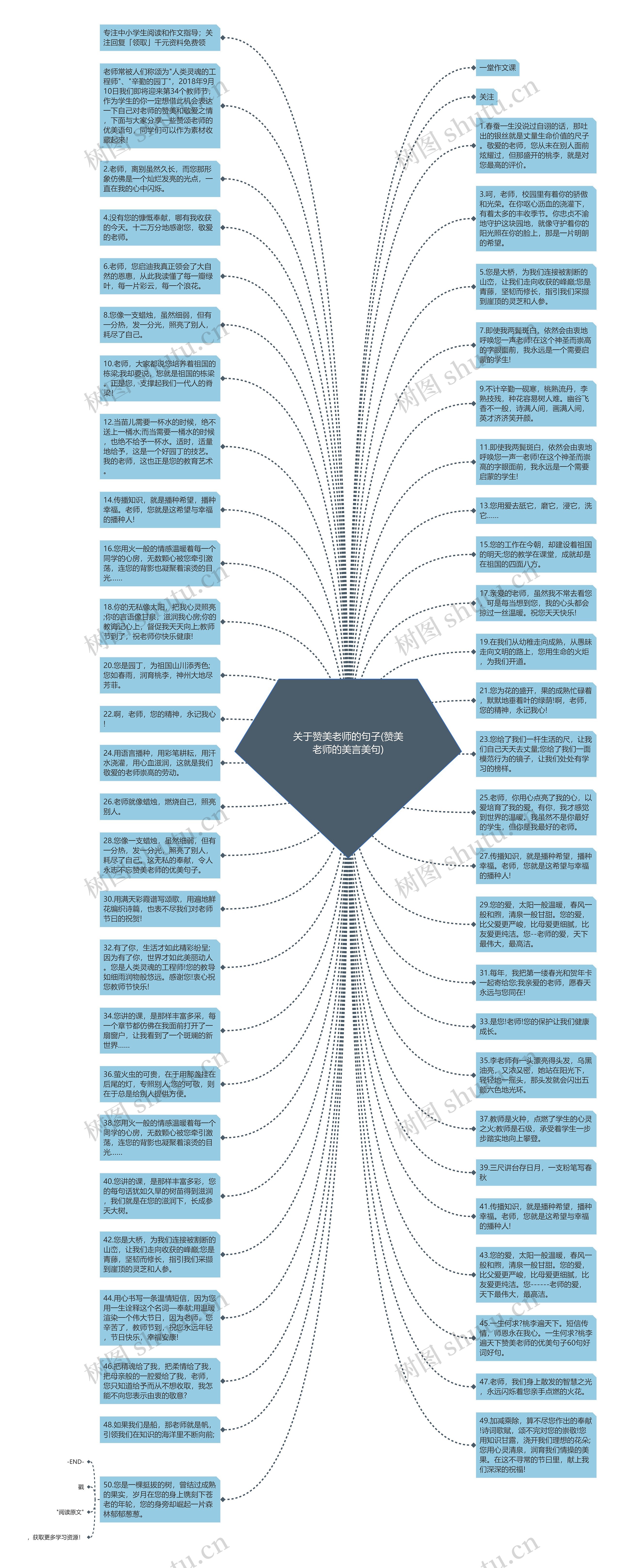 关于赞美老师的句子(赞美老师的美言美句)思维导图