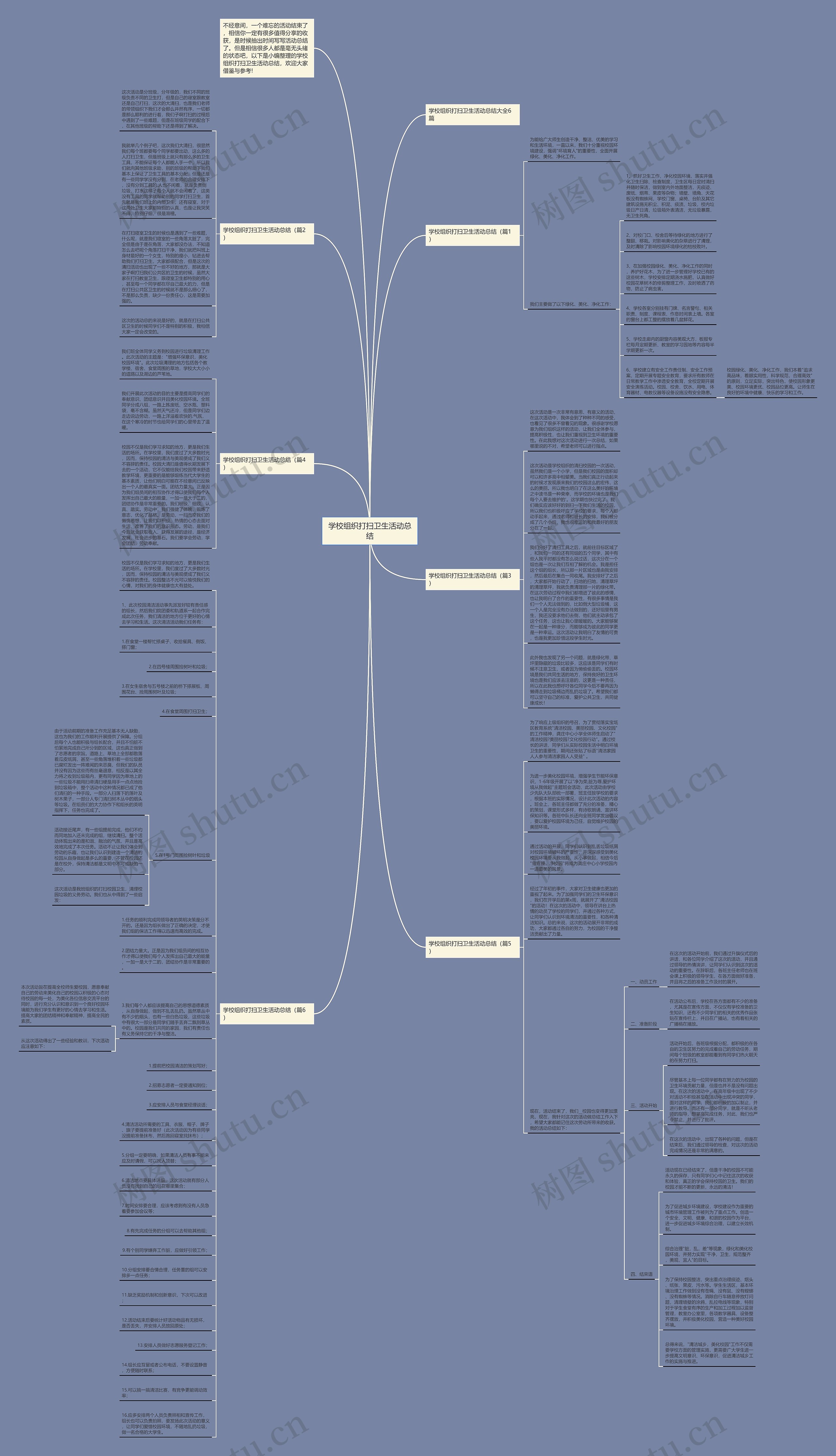 学校组织打扫卫生活动总结思维导图