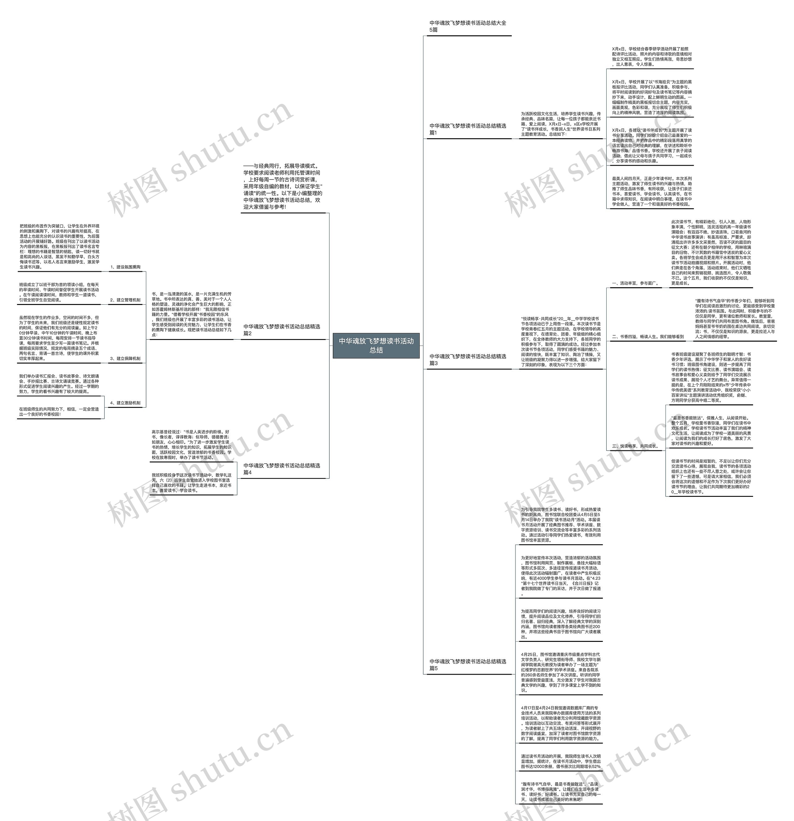 中华魂放飞梦想读书活动总结思维导图