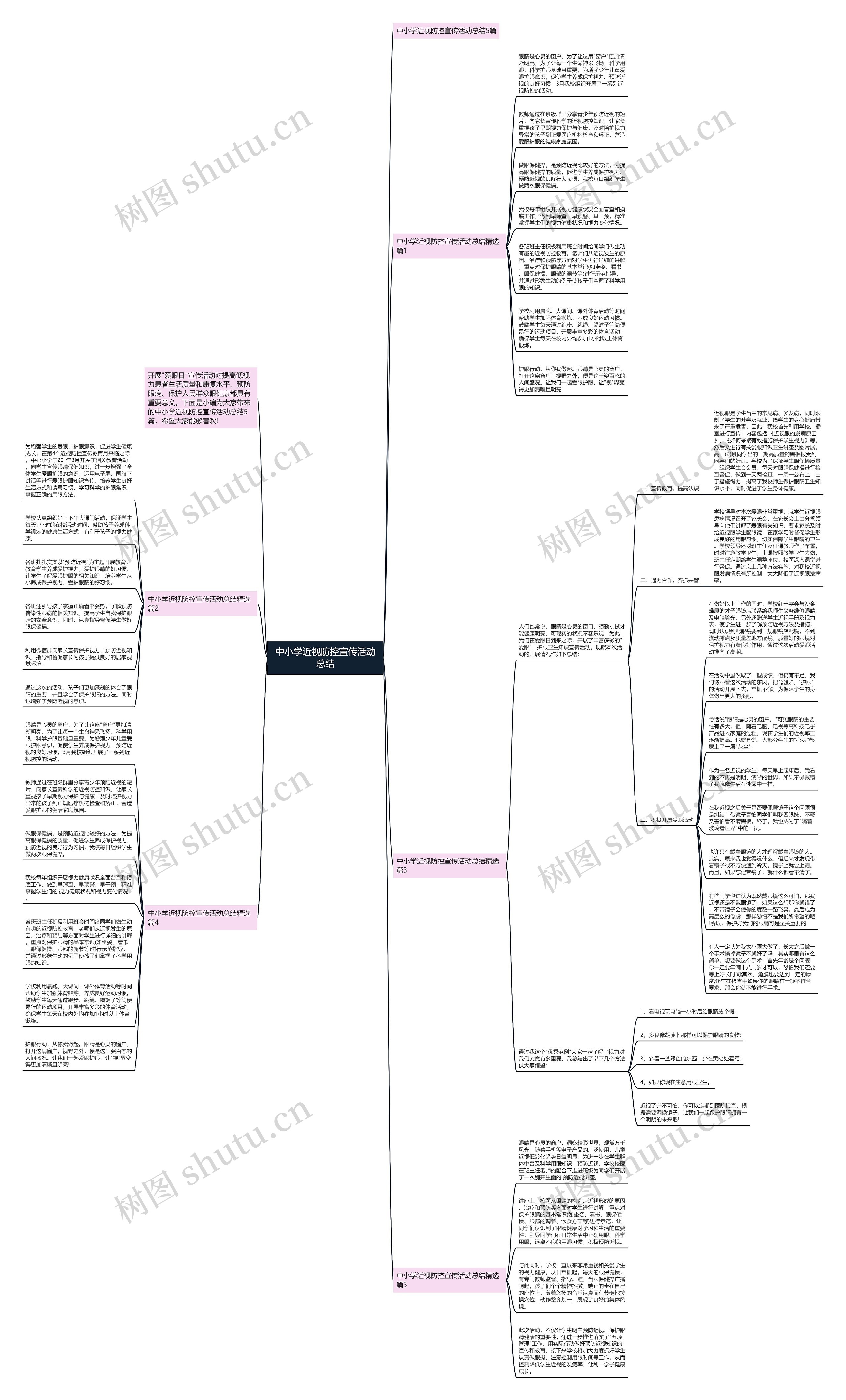 中小学近视防控宣传活动总结思维导图
