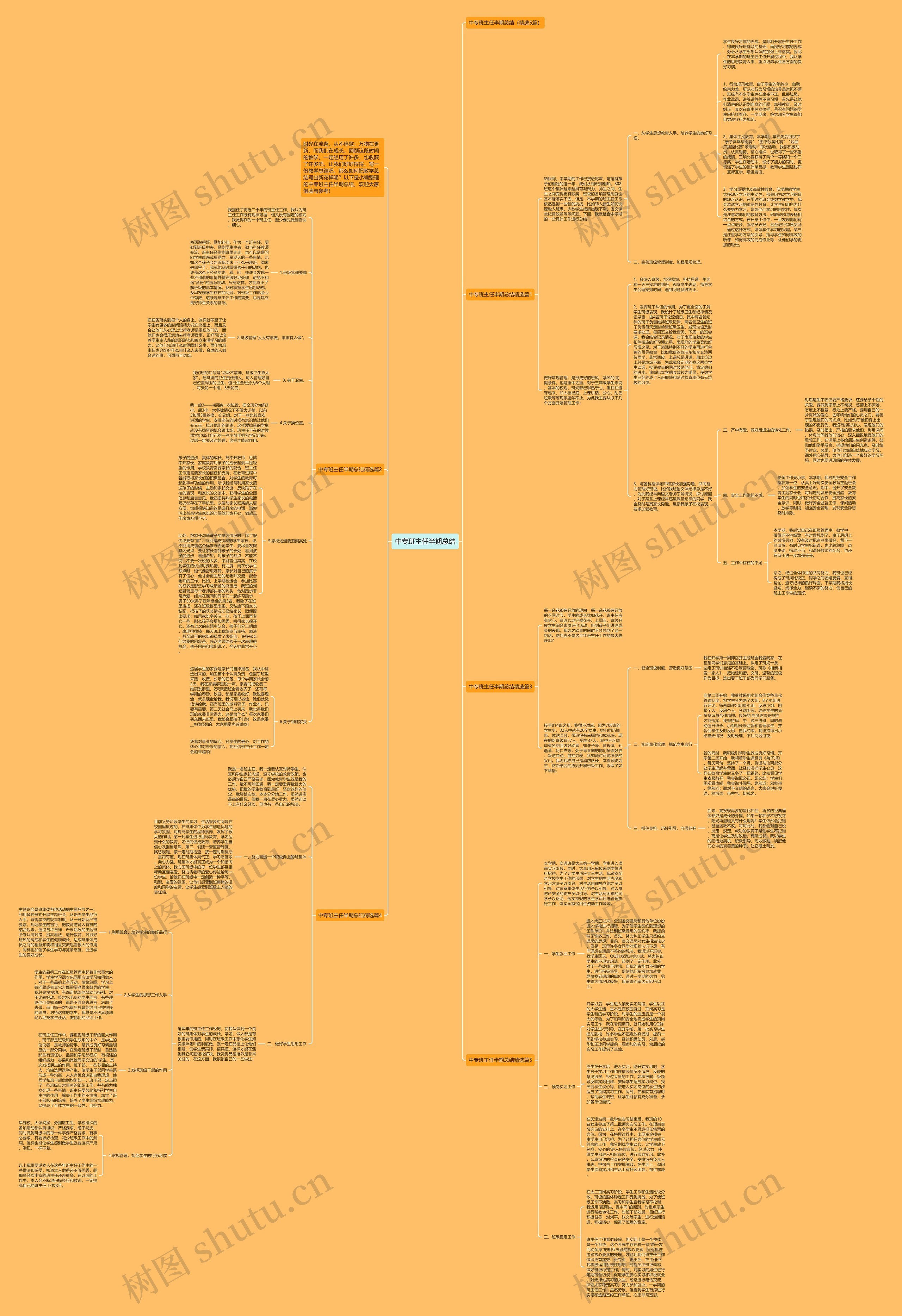 中专班主任半期总结思维导图