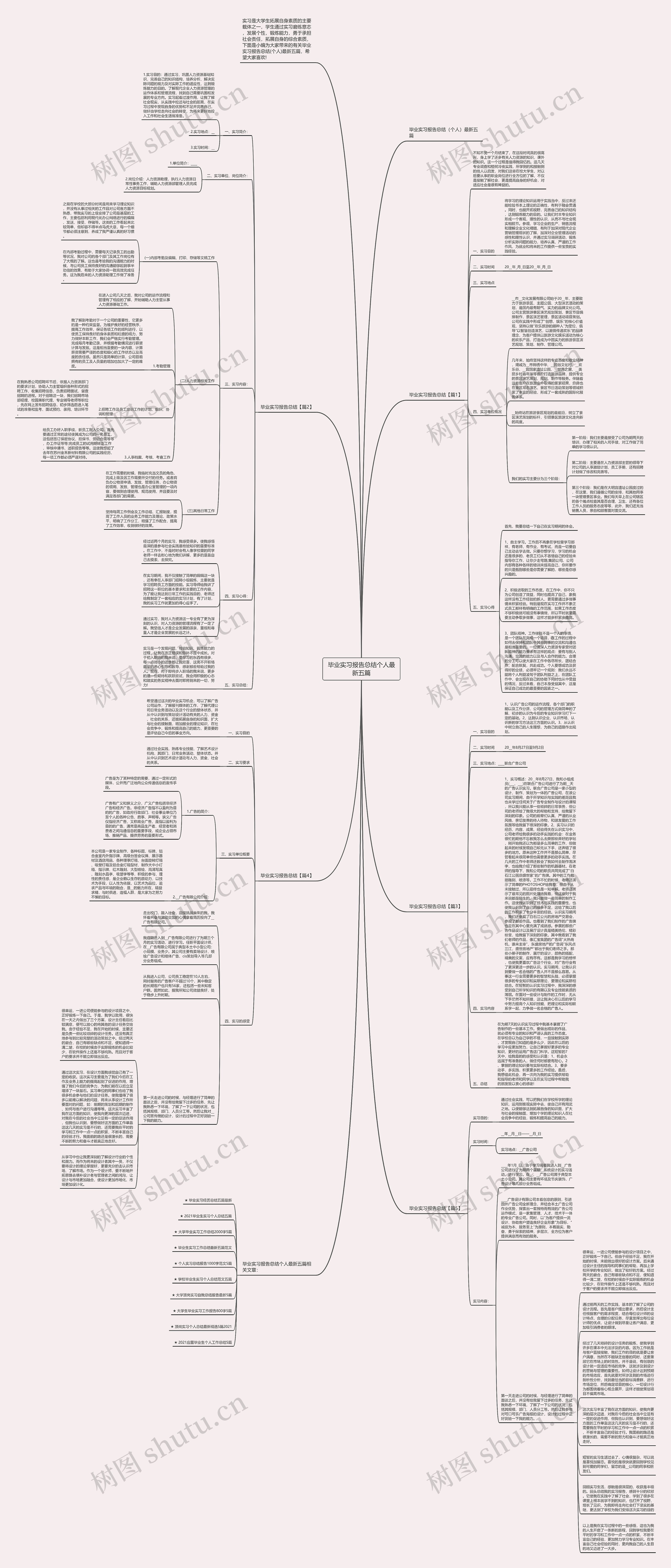 毕业实习报告总结个人最新五篇思维导图