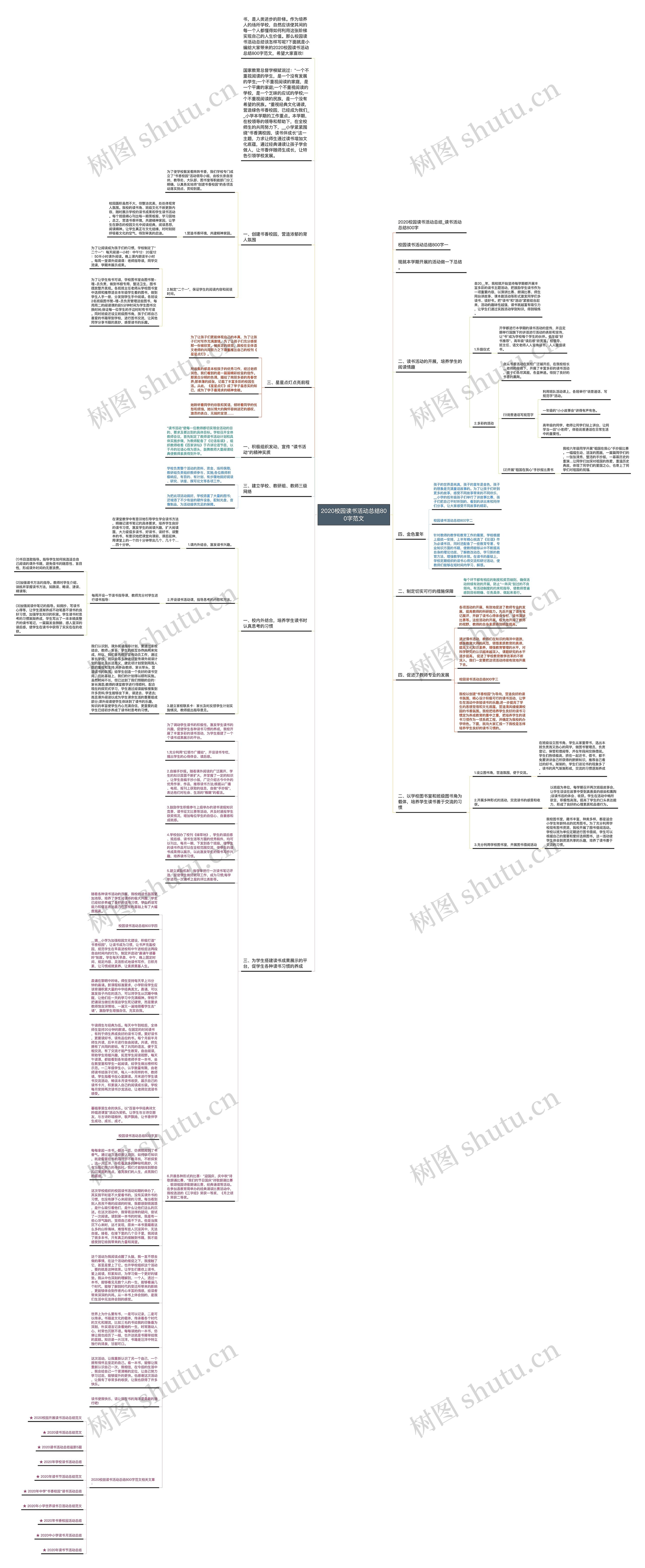 2020校园读书活动总结800字范文思维导图