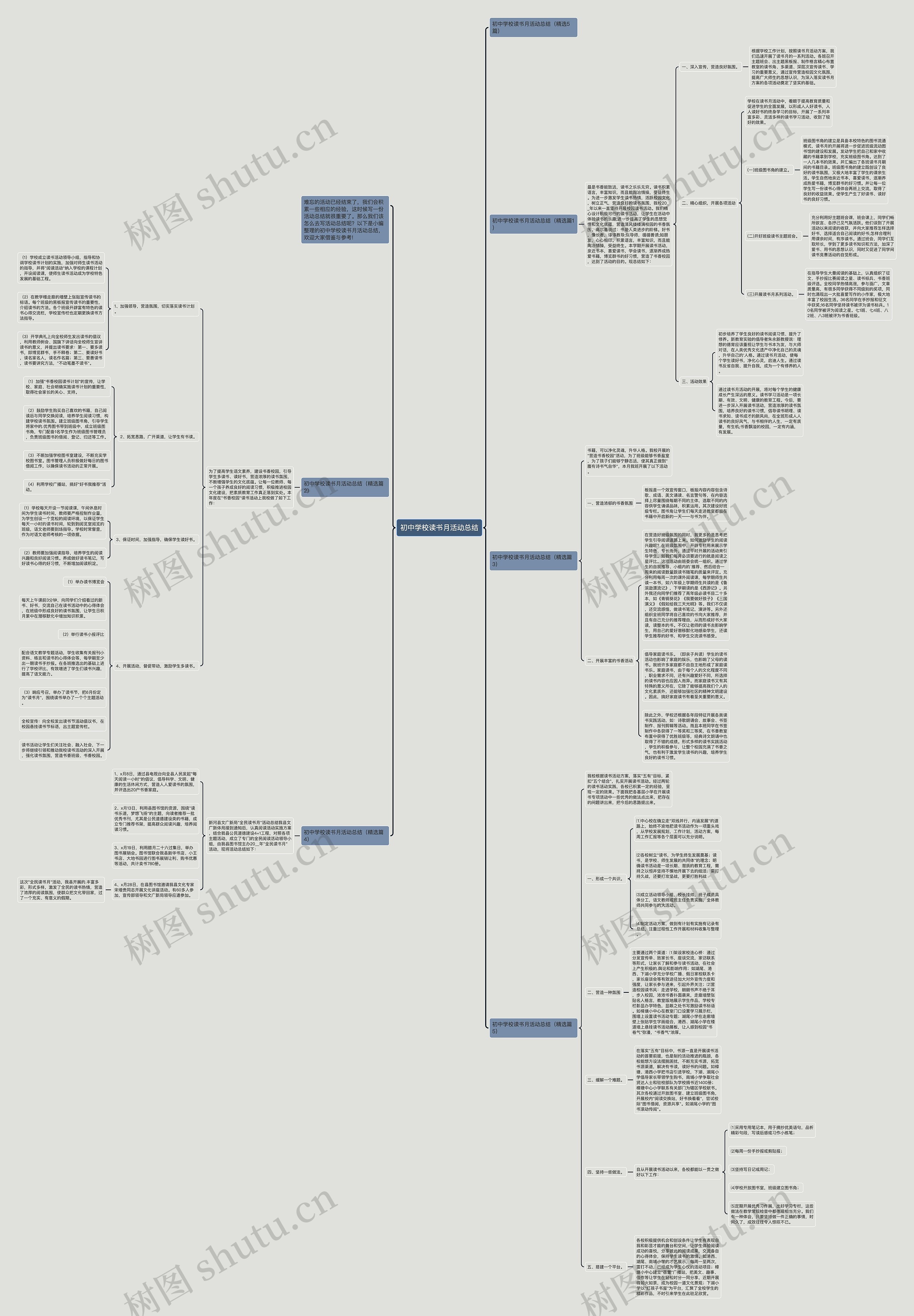 初中学校读书月活动总结思维导图