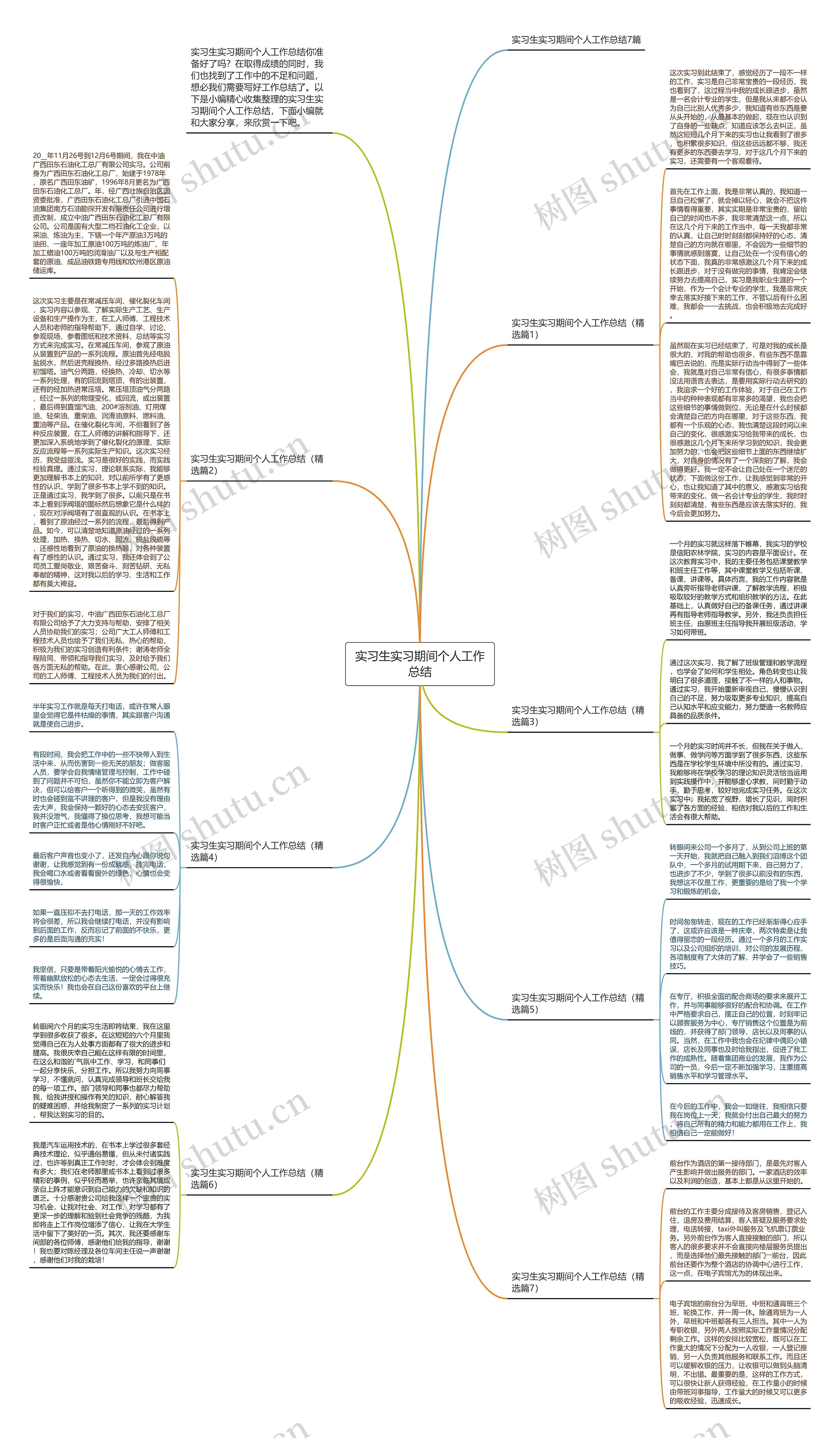 实习生实习期间个人工作总结思维导图