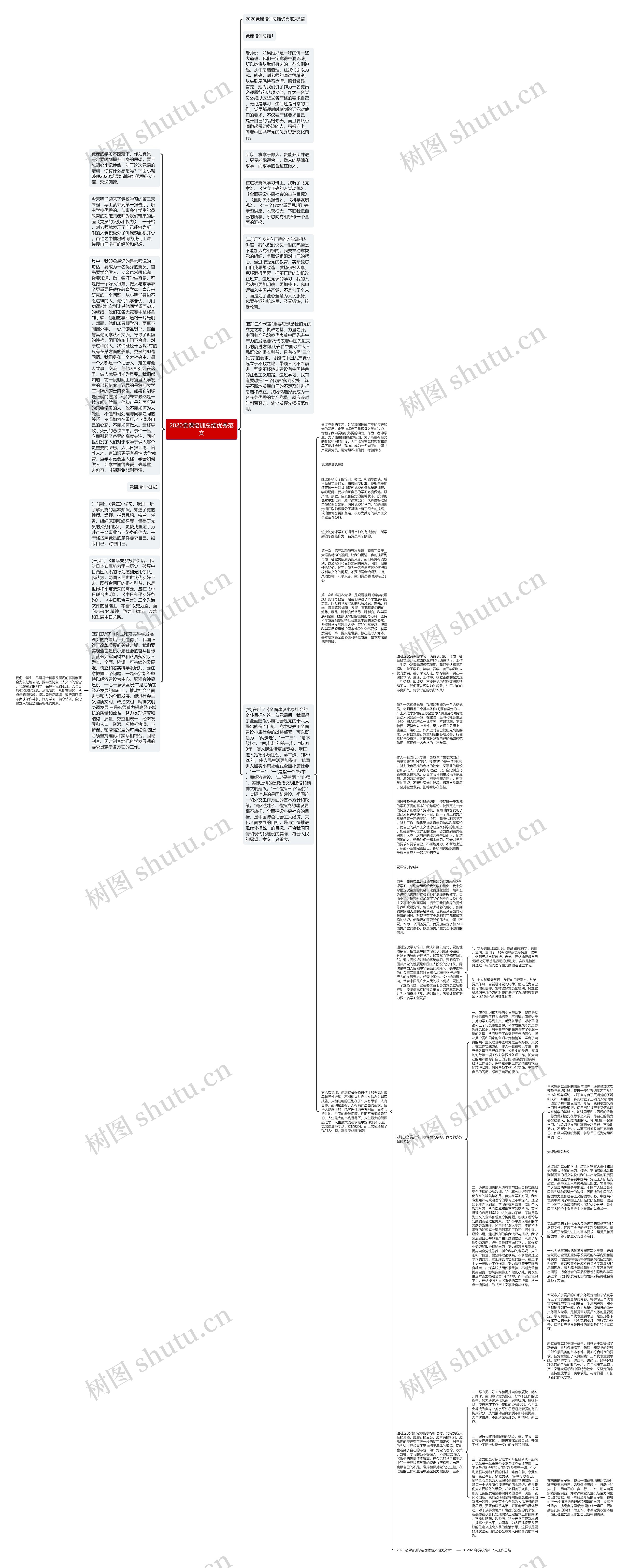 2020党课培训总结优秀范文思维导图