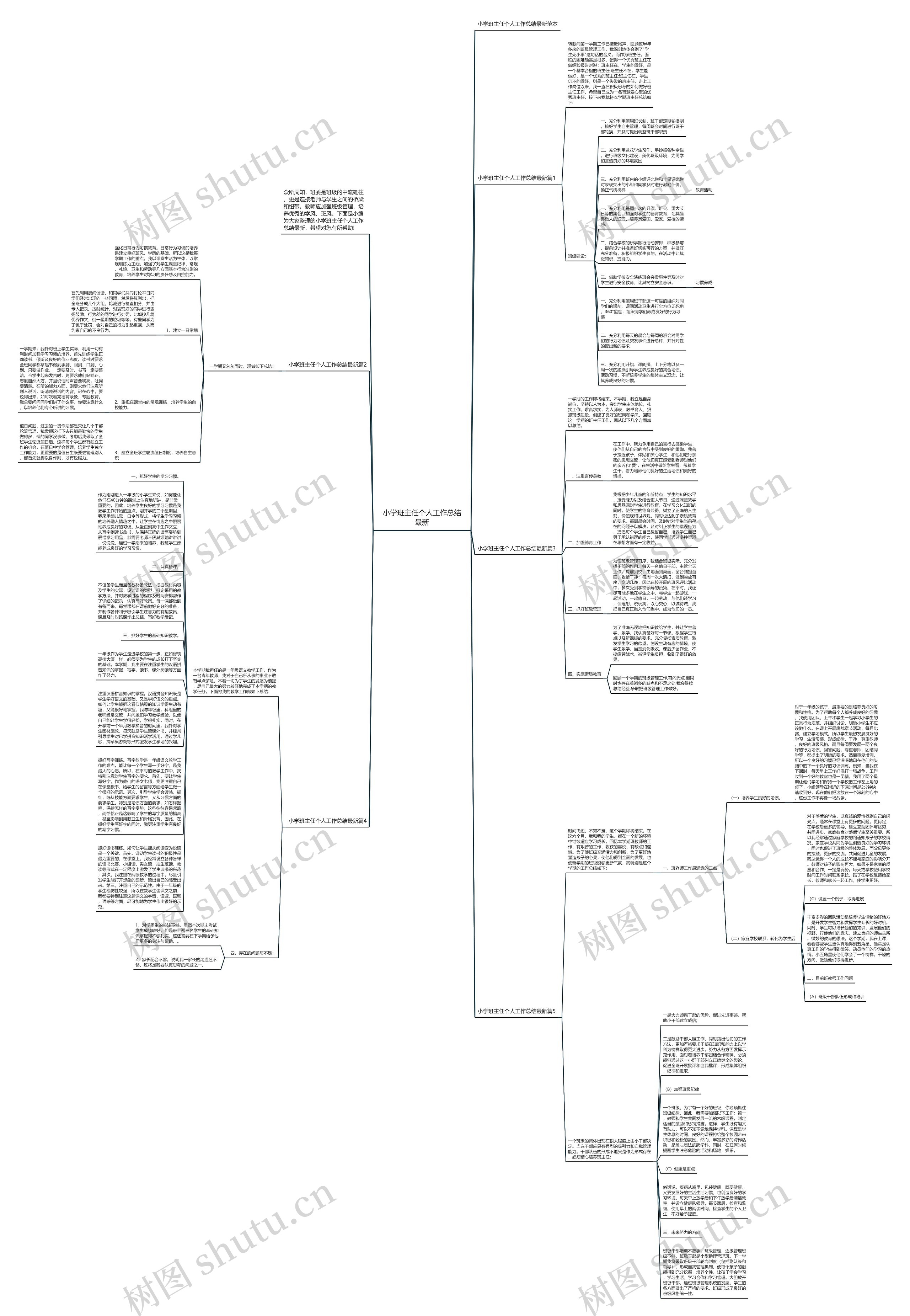 小学班主任个人工作总结最新思维导图