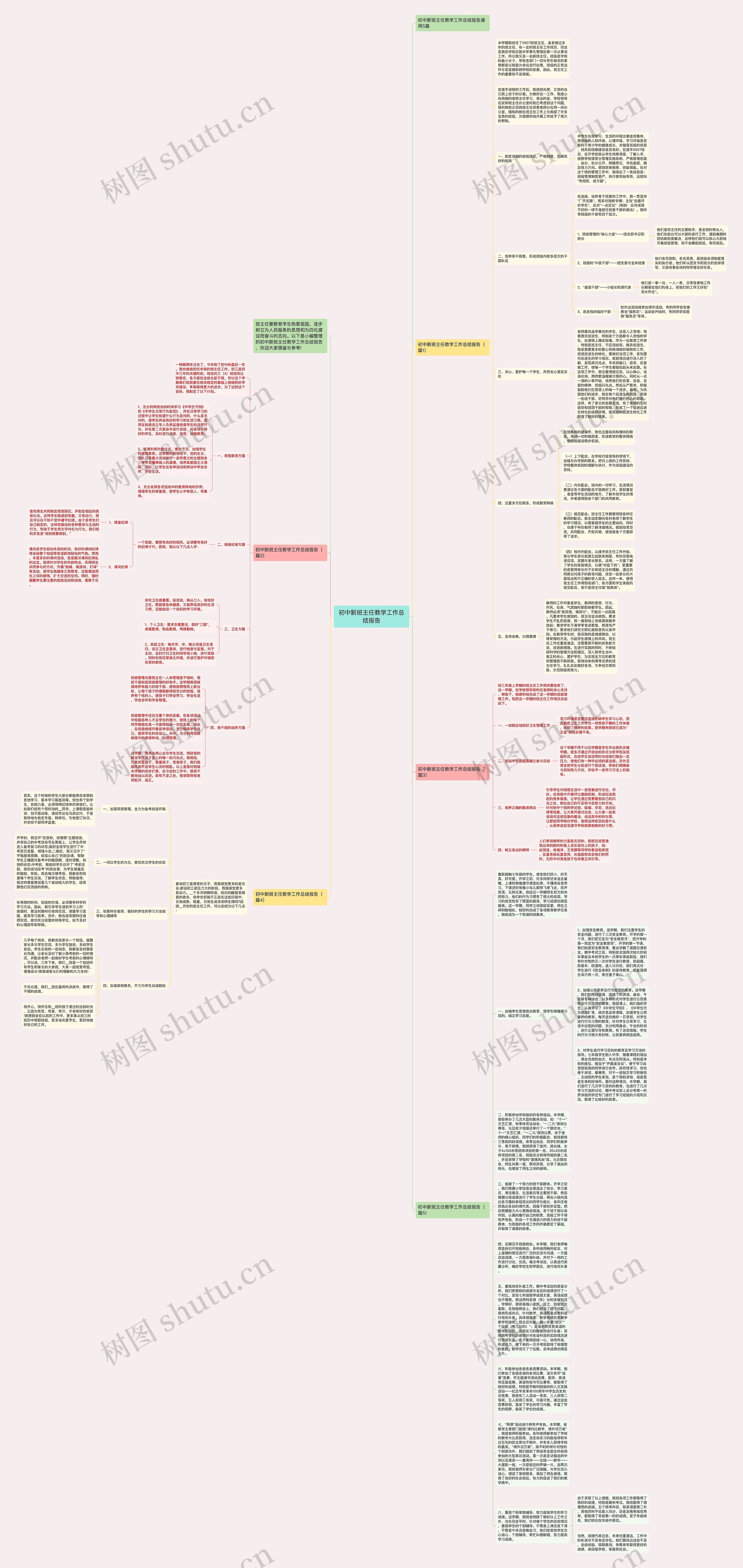 初中新班主任教学工作总结报告思维导图