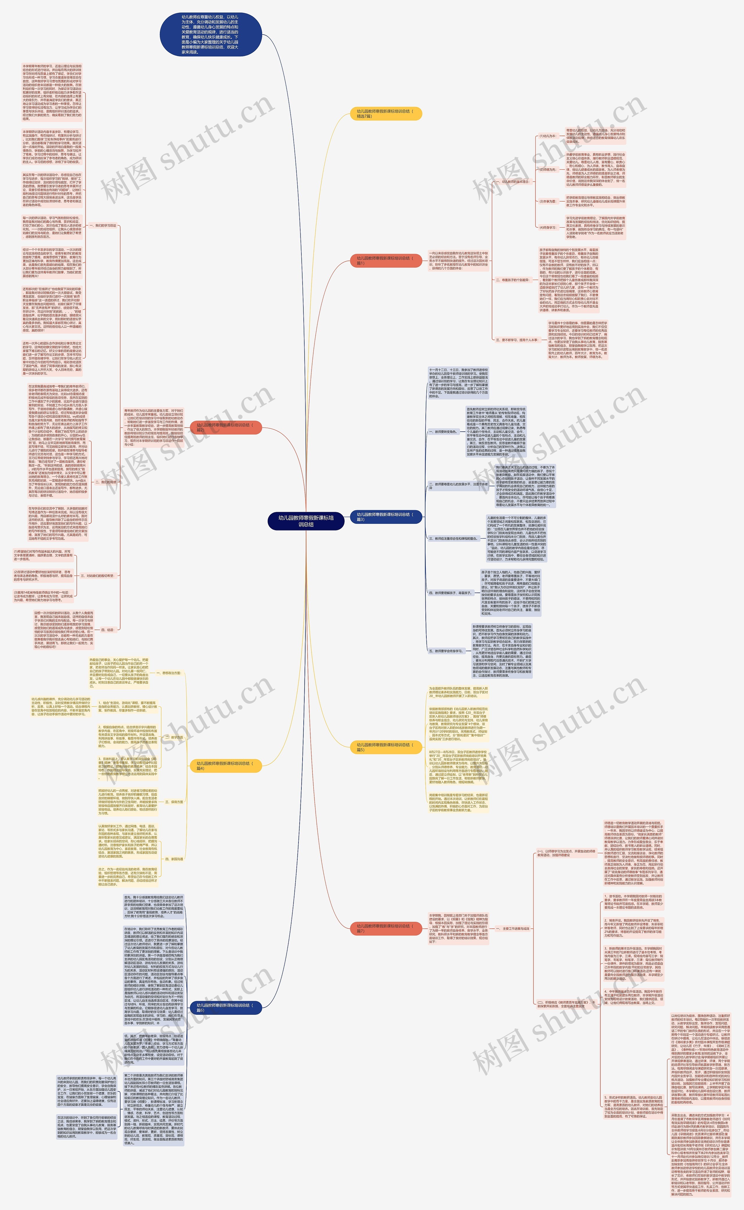幼儿园教师寒假新课标培训总结思维导图