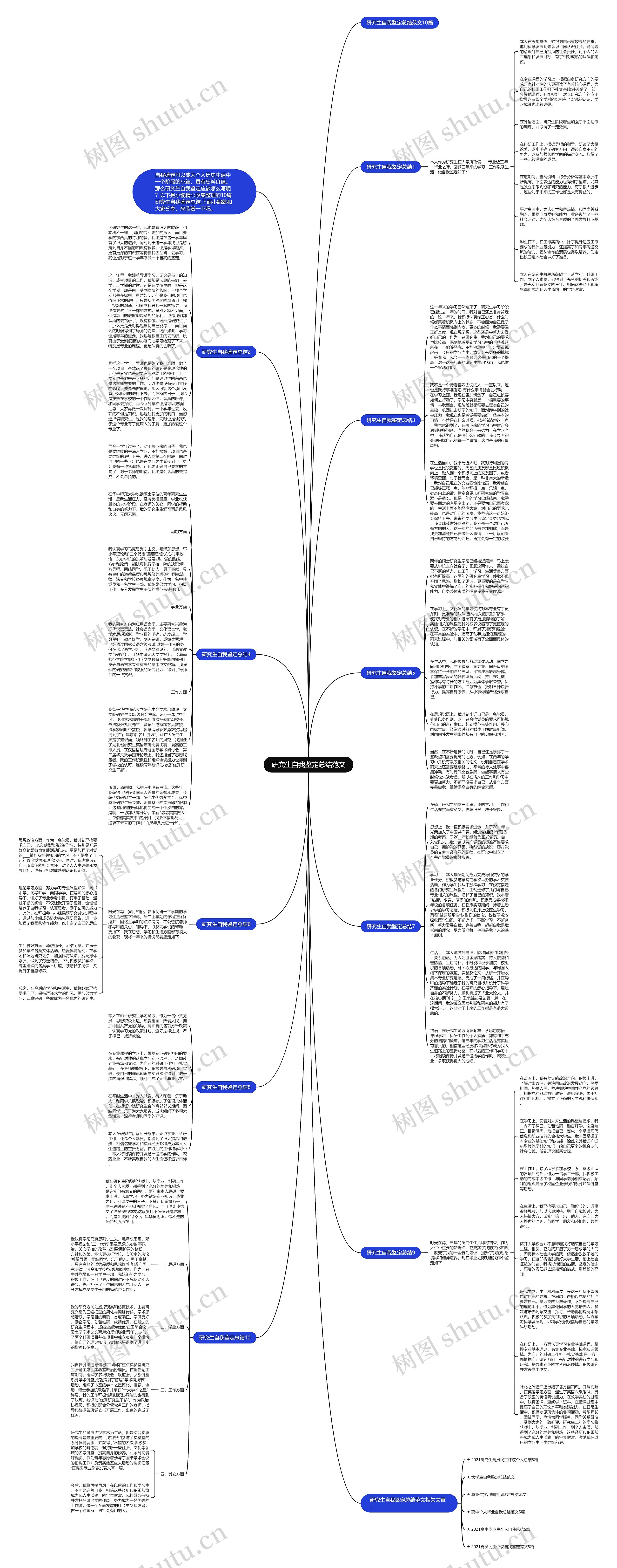 研究生自我鉴定总结范文思维导图