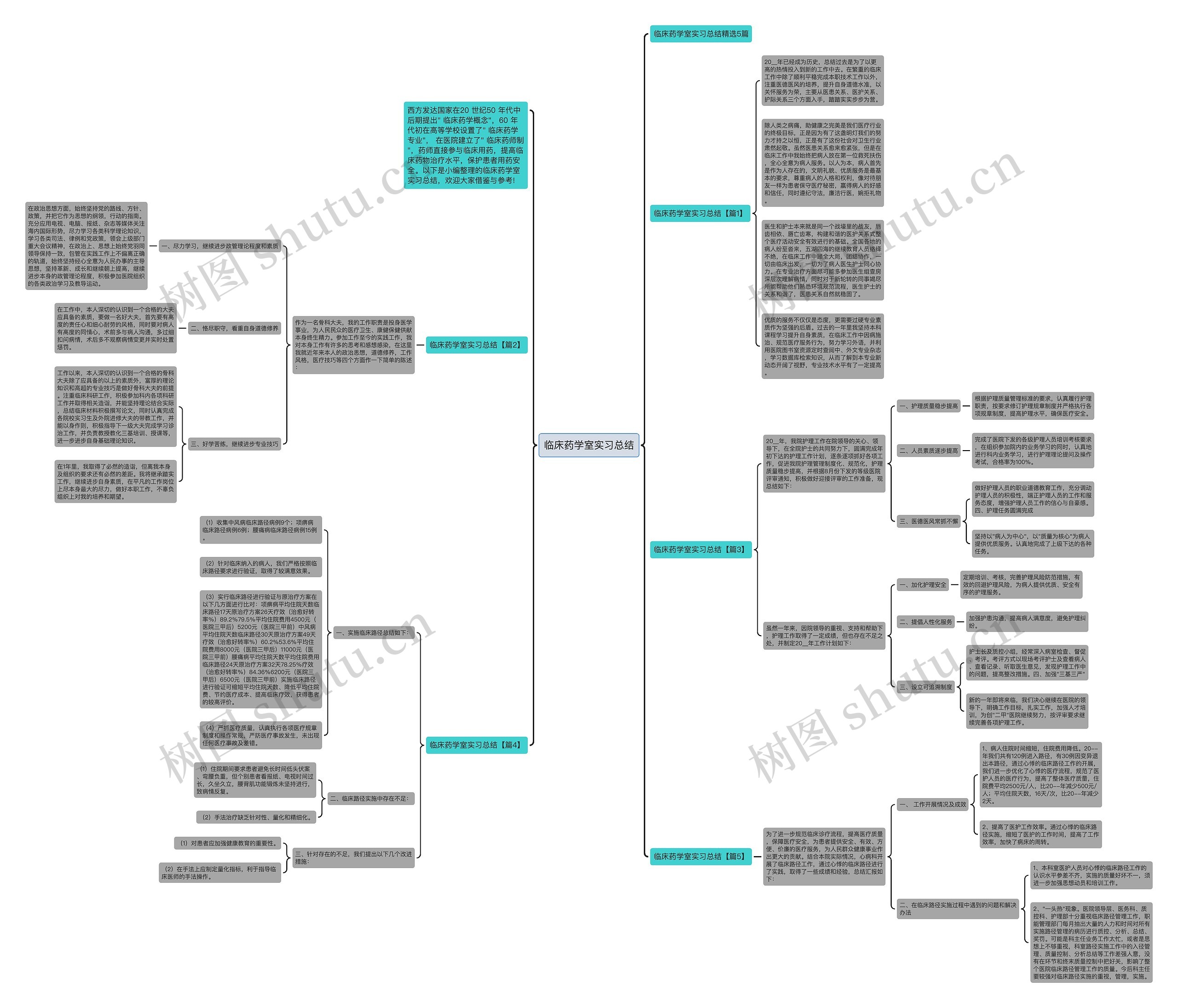 临床药学室实习总结思维导图高清图 临床药学室实习总结思维导图