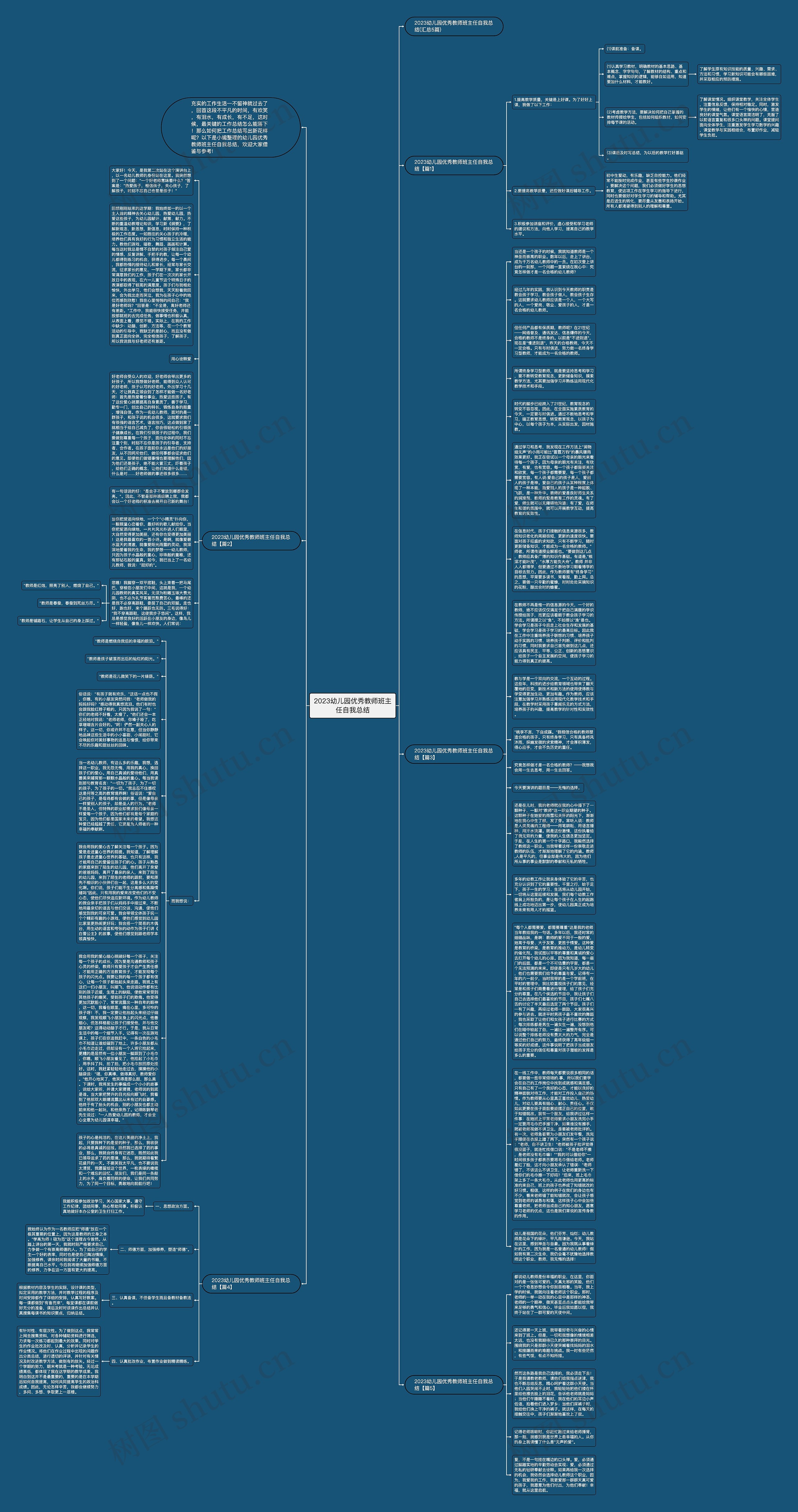 2023幼儿园优秀教师班主任自我总结思维导图