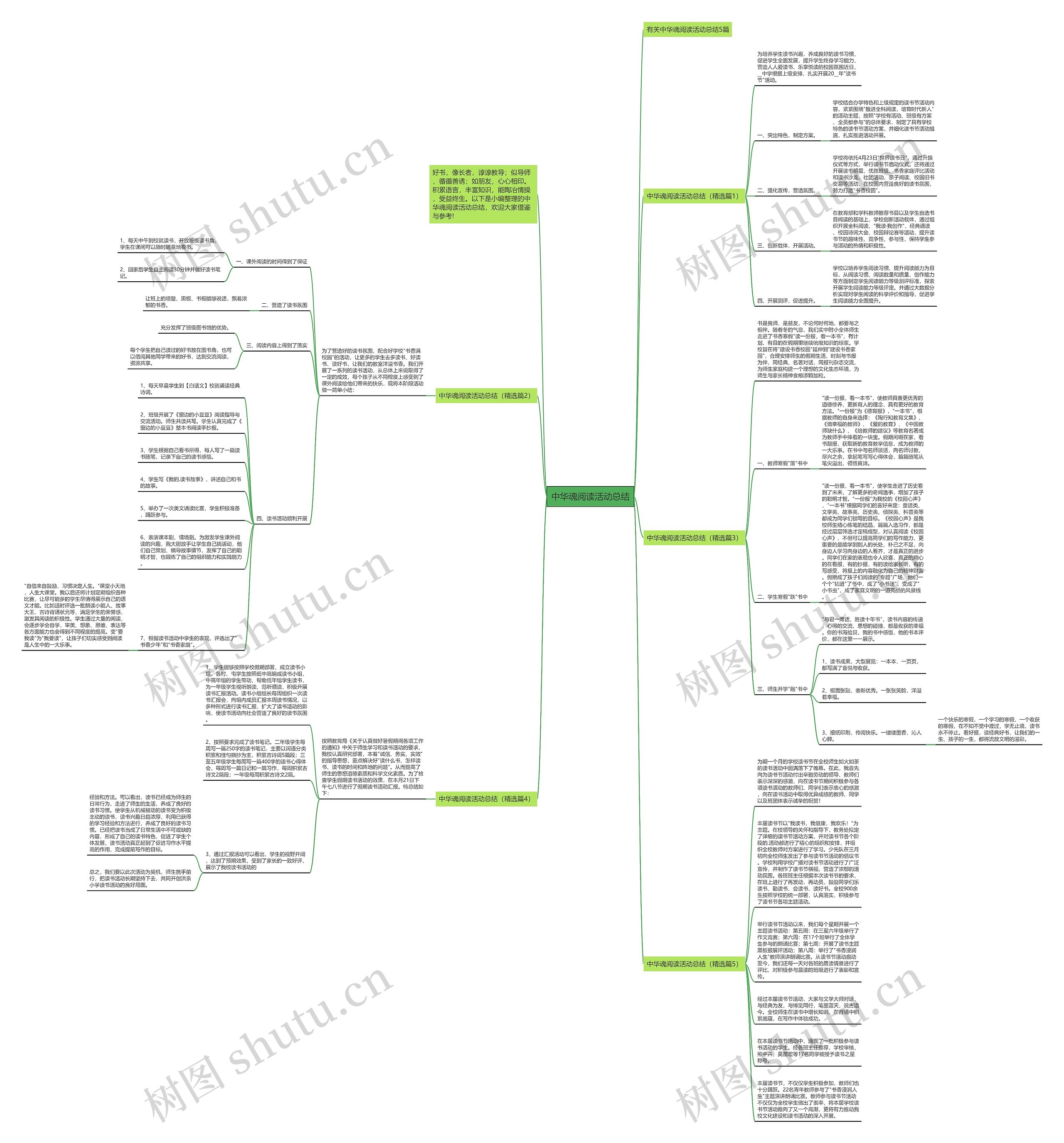 中华魂阅读活动总结思维导图