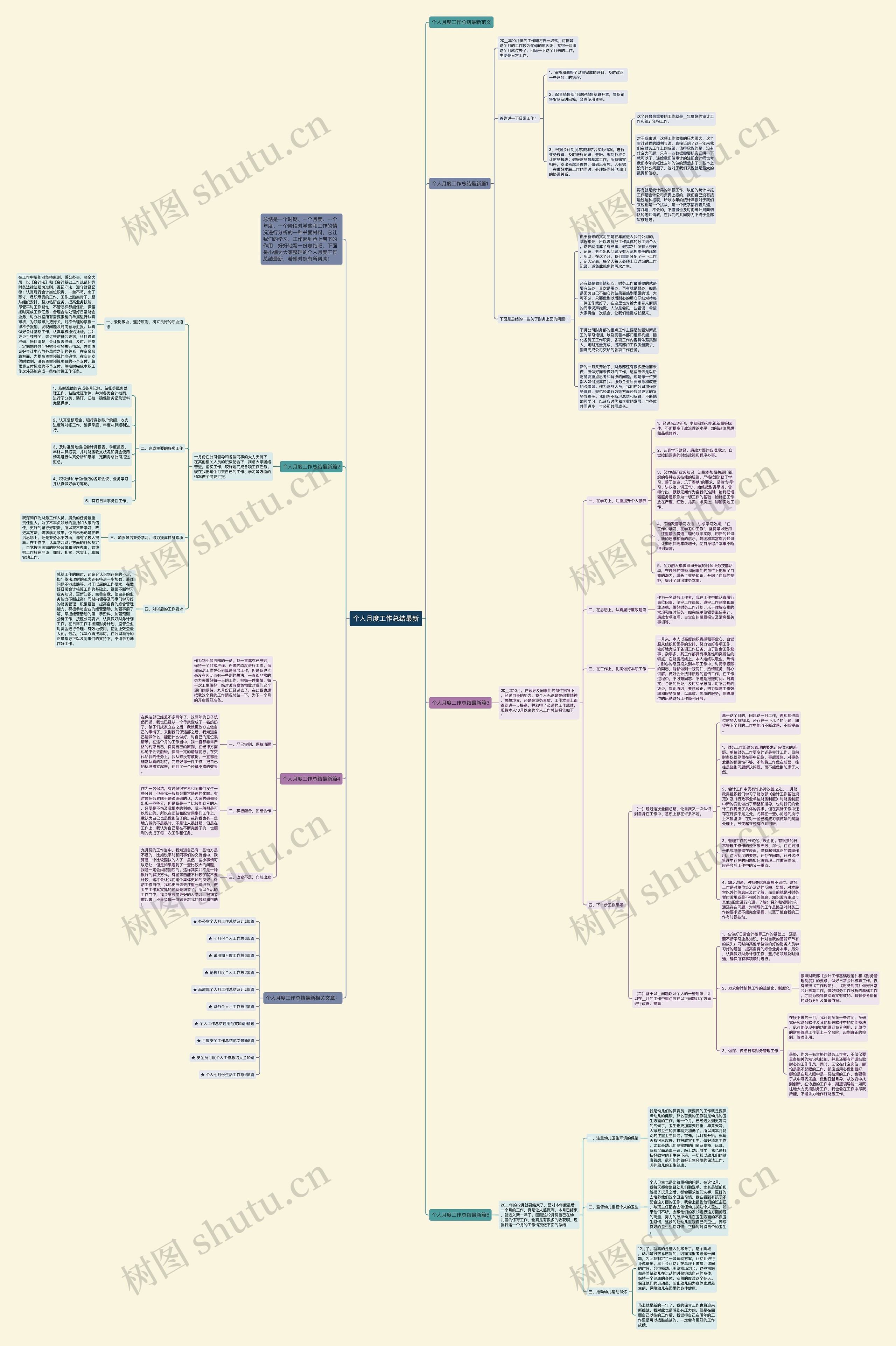 个人月度工作总结最新思维导图