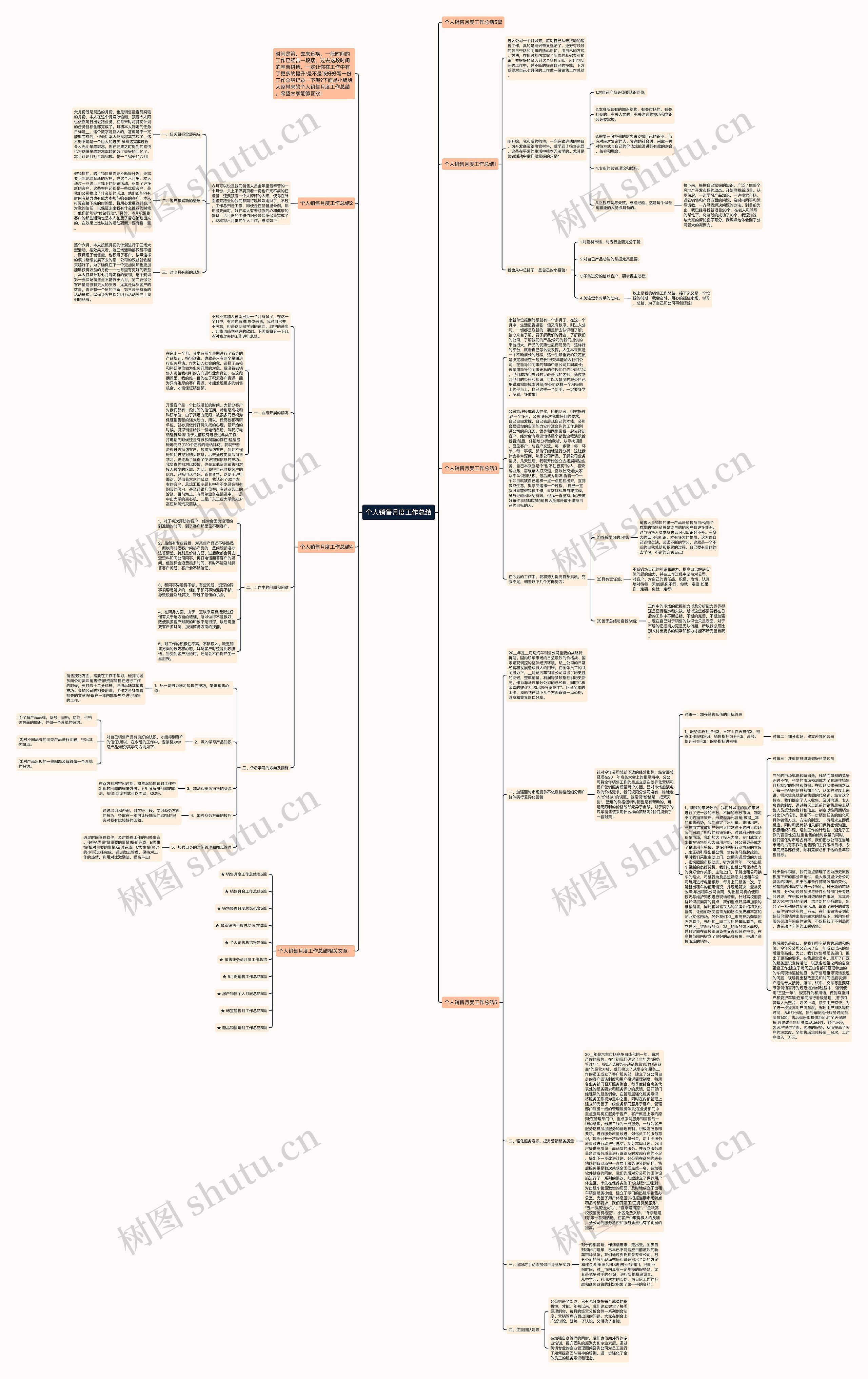 个人销售月度工作总结思维导图