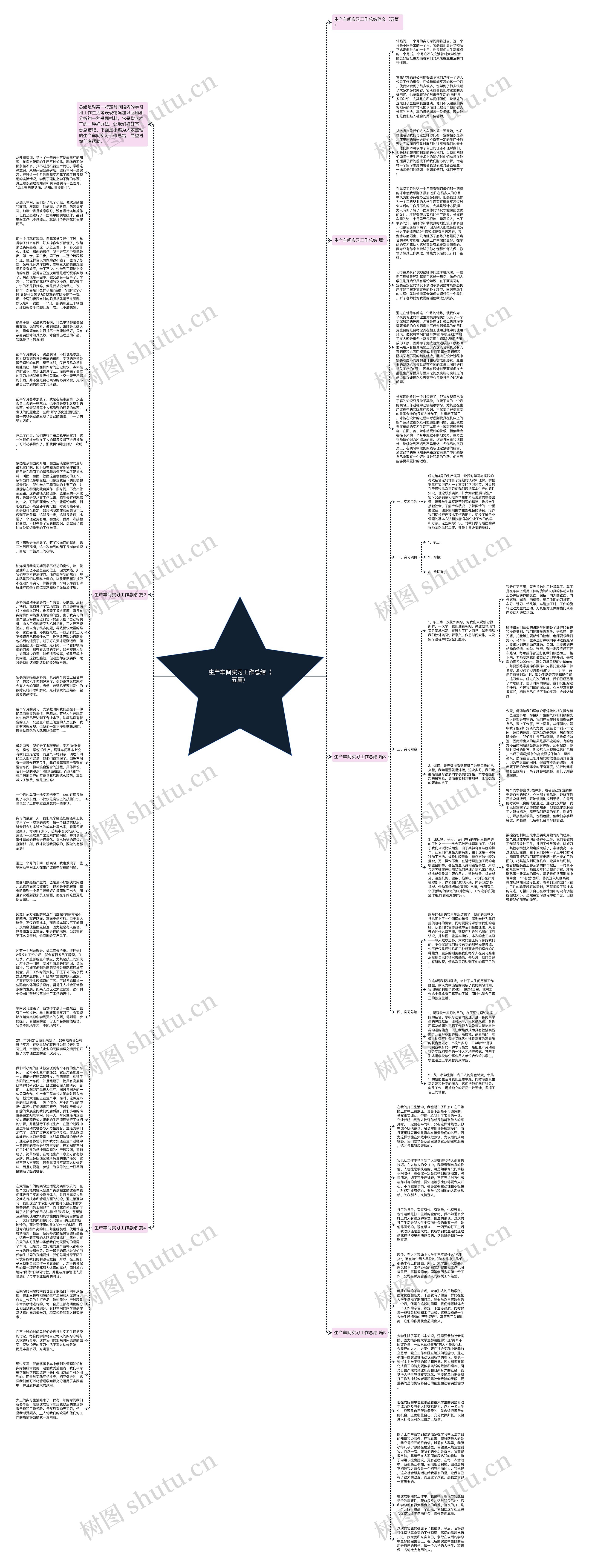 生产车间实习工作总结（五篇）思维导图