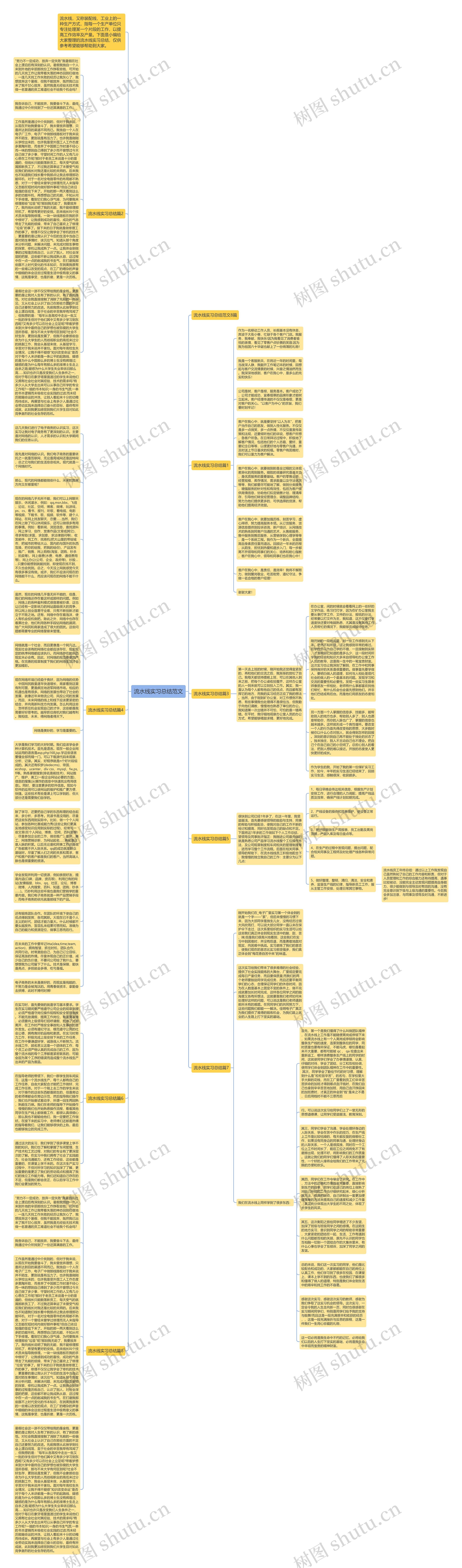流水线实习总结范文思维导图