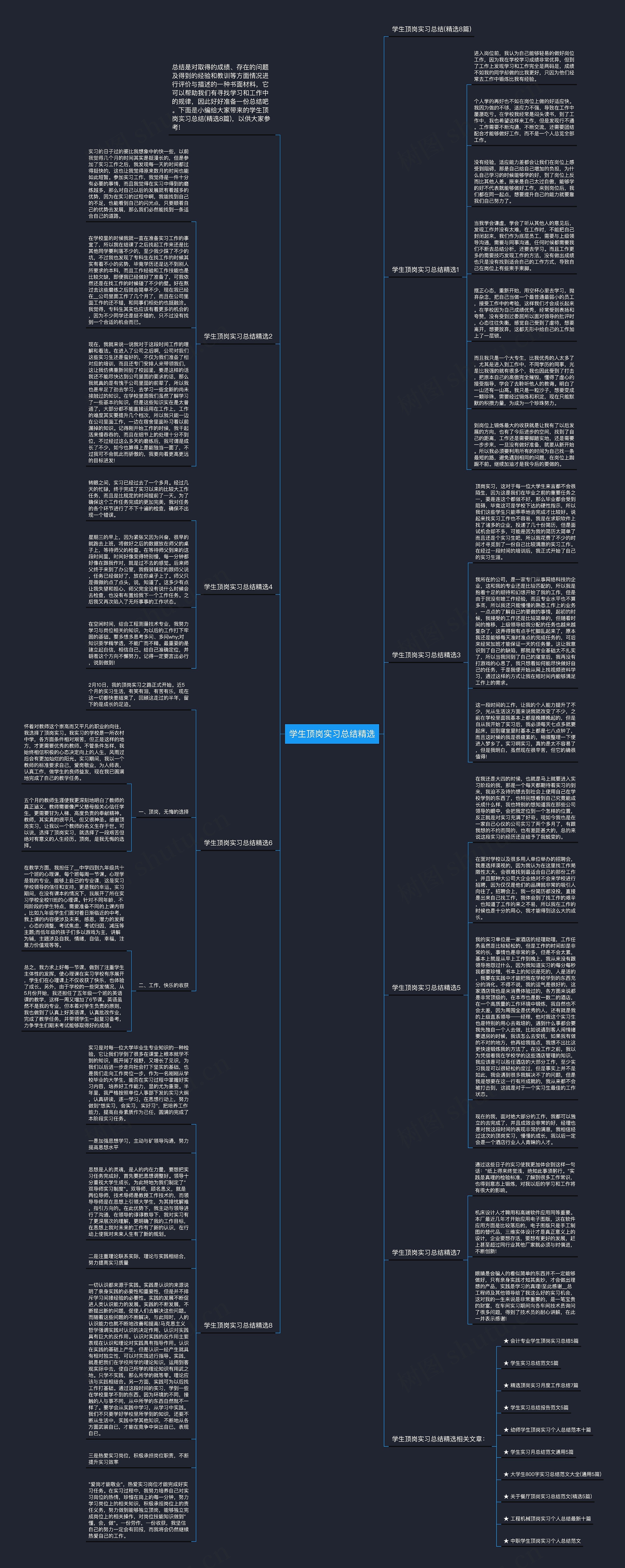 学生顶岗实习总结精选思维导图高清图 学生顶岗实习总结精选思维导图