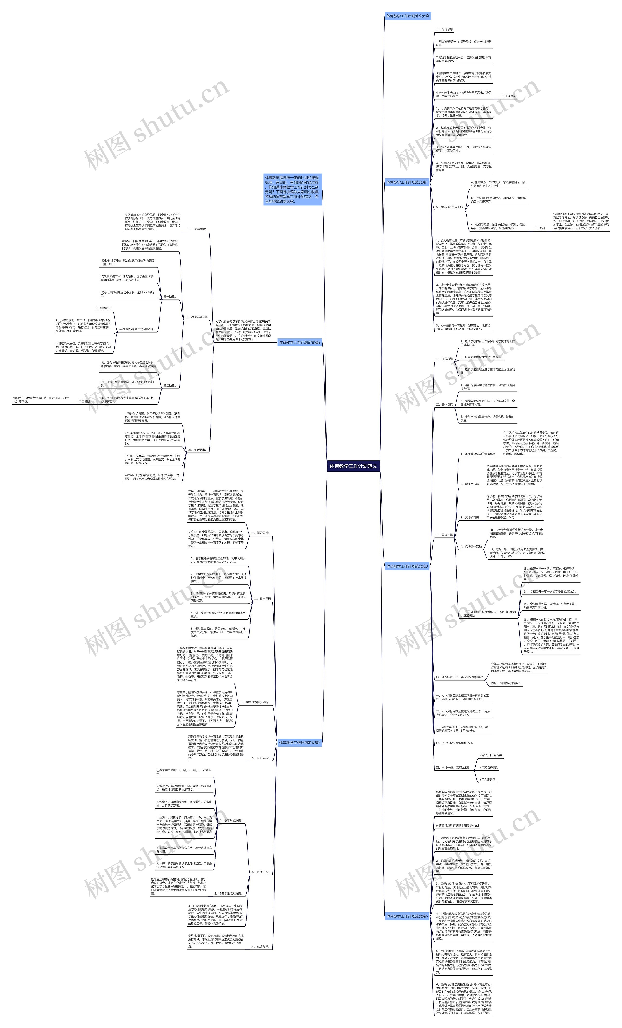 体育教学工作计划范文思维导图