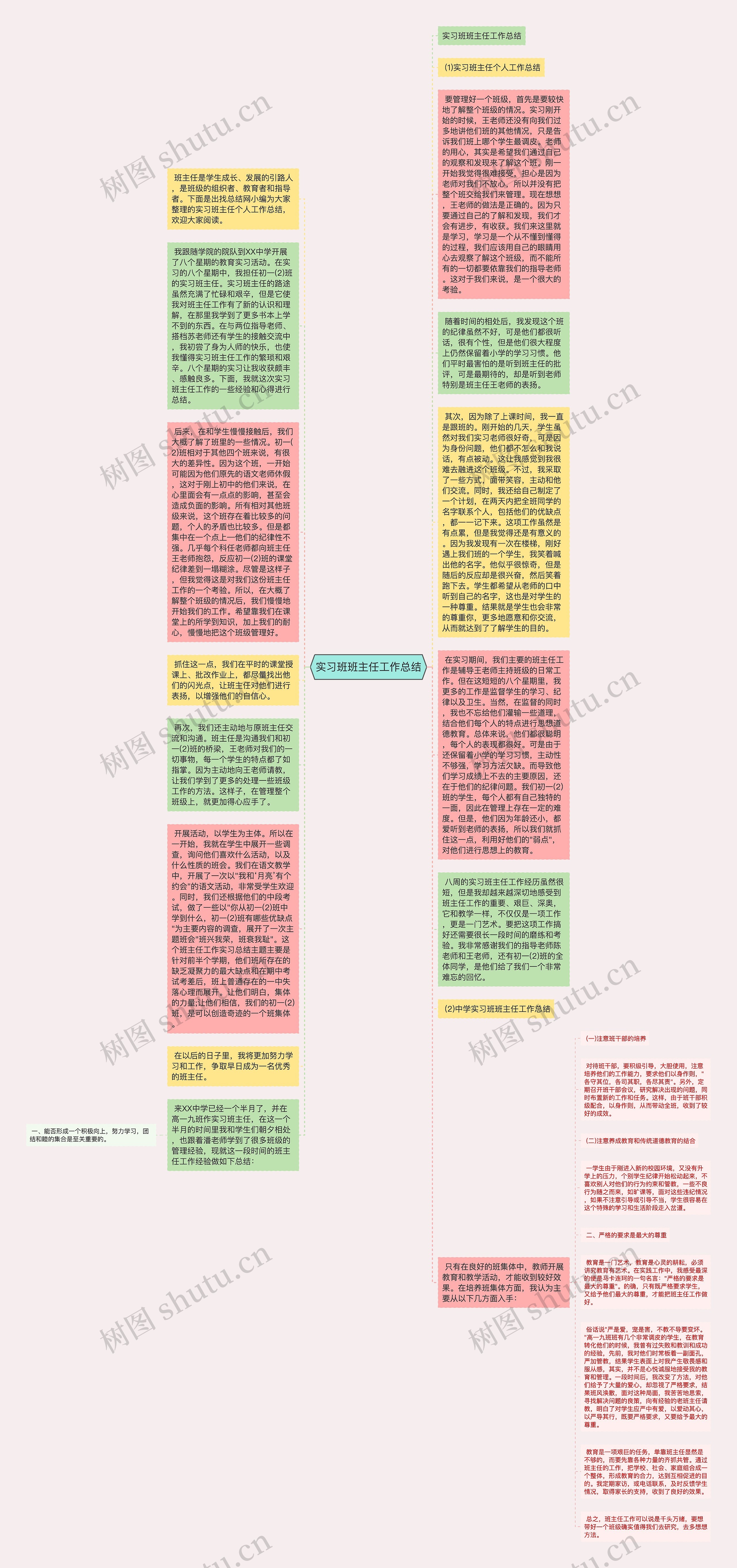 实习班班主任工作总结思维导图