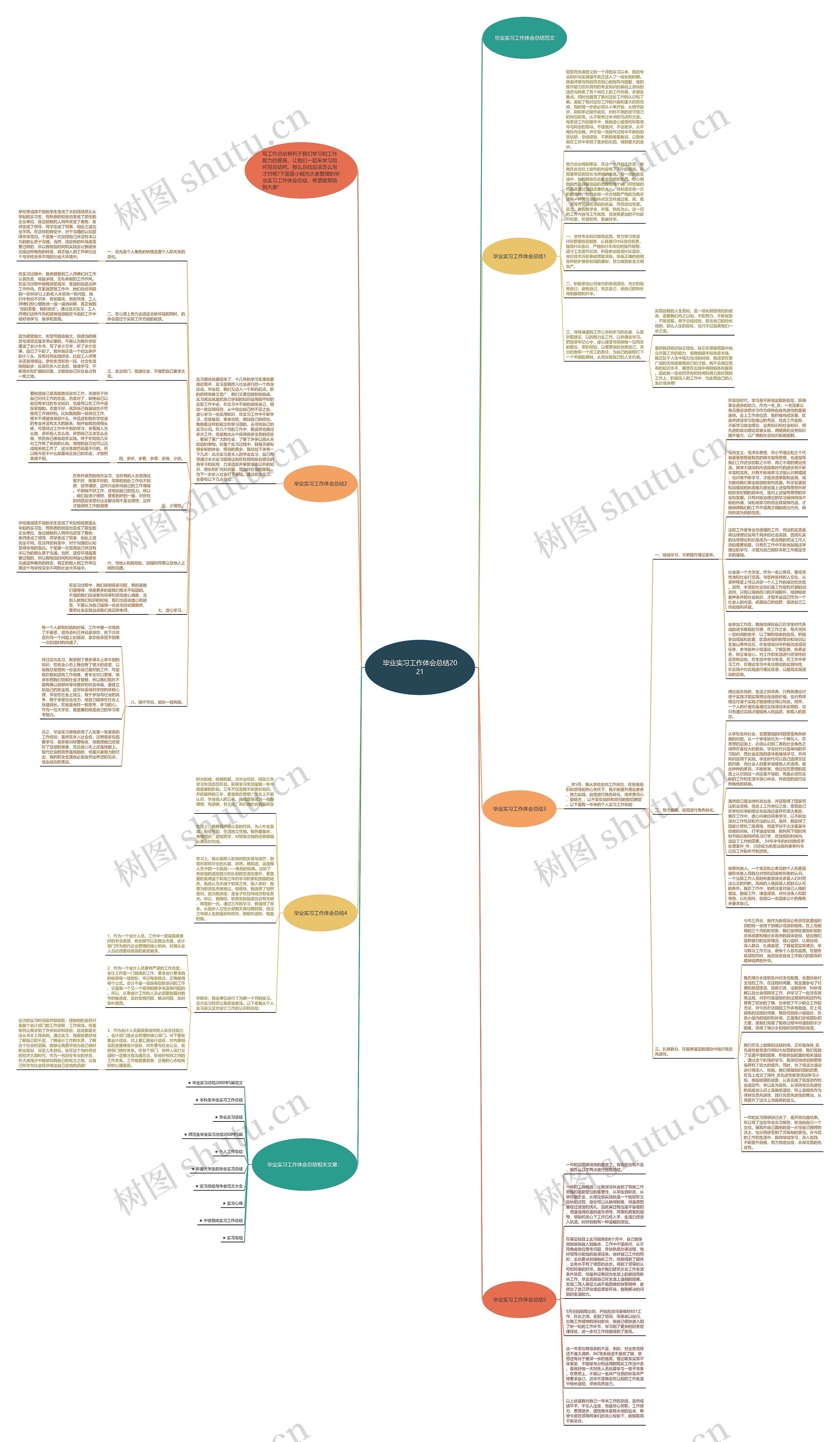 毕业实习工作体会总结2021思维导图