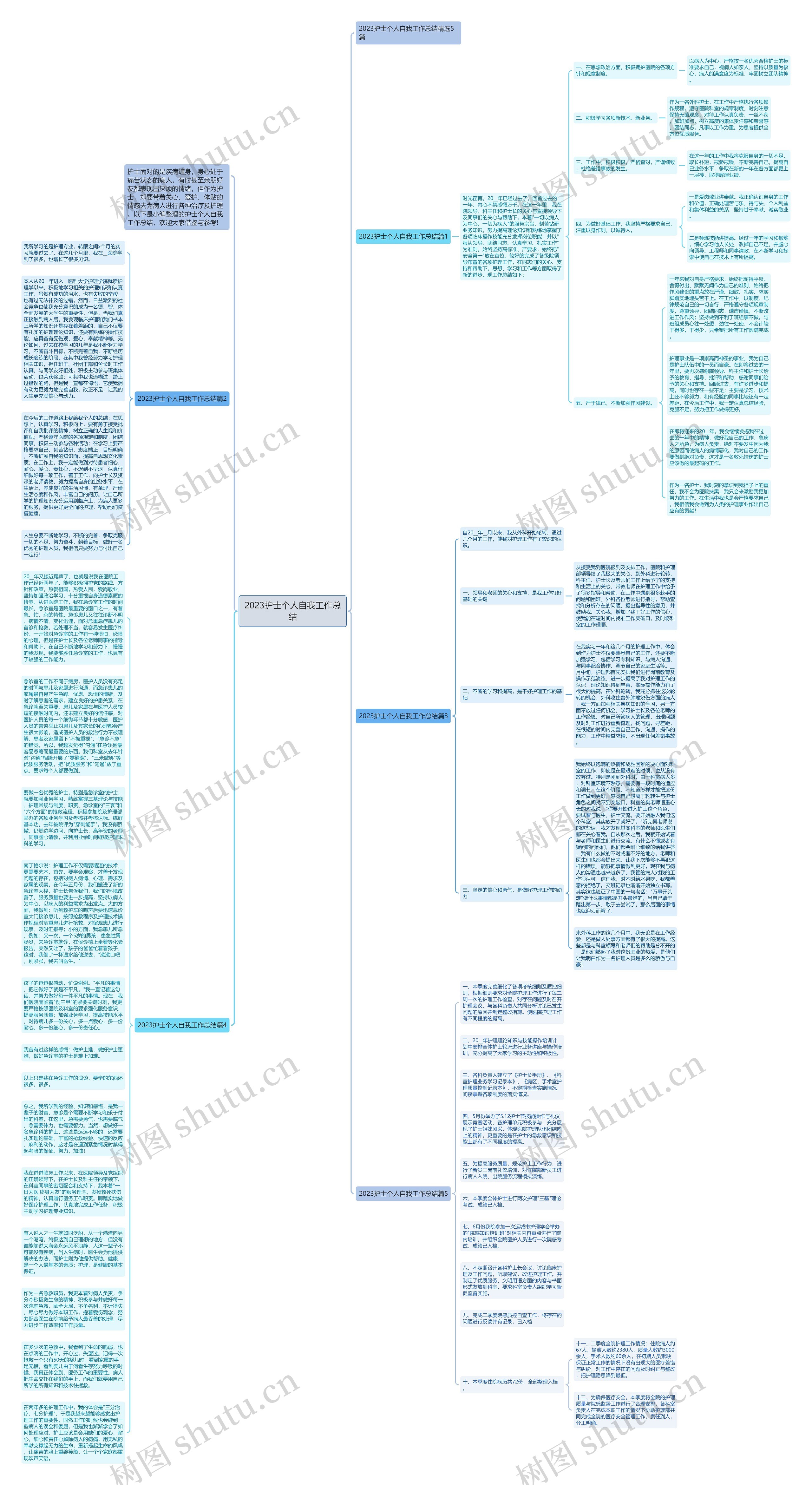 2023护士个人自我工作总结思维导图