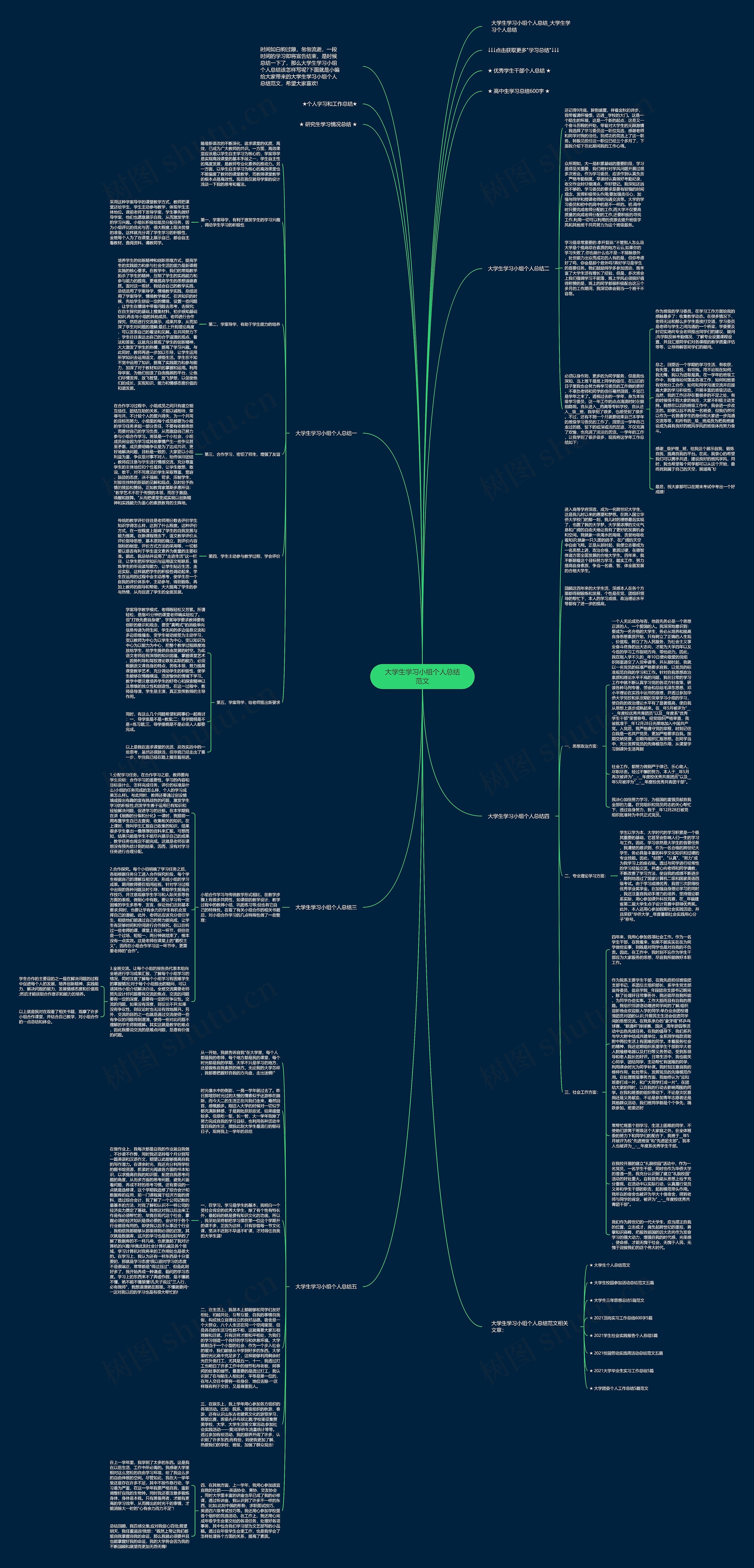 大学生学习小组个人总结范文思维导图高清图 大学生学习小组个人总结范文思维导图