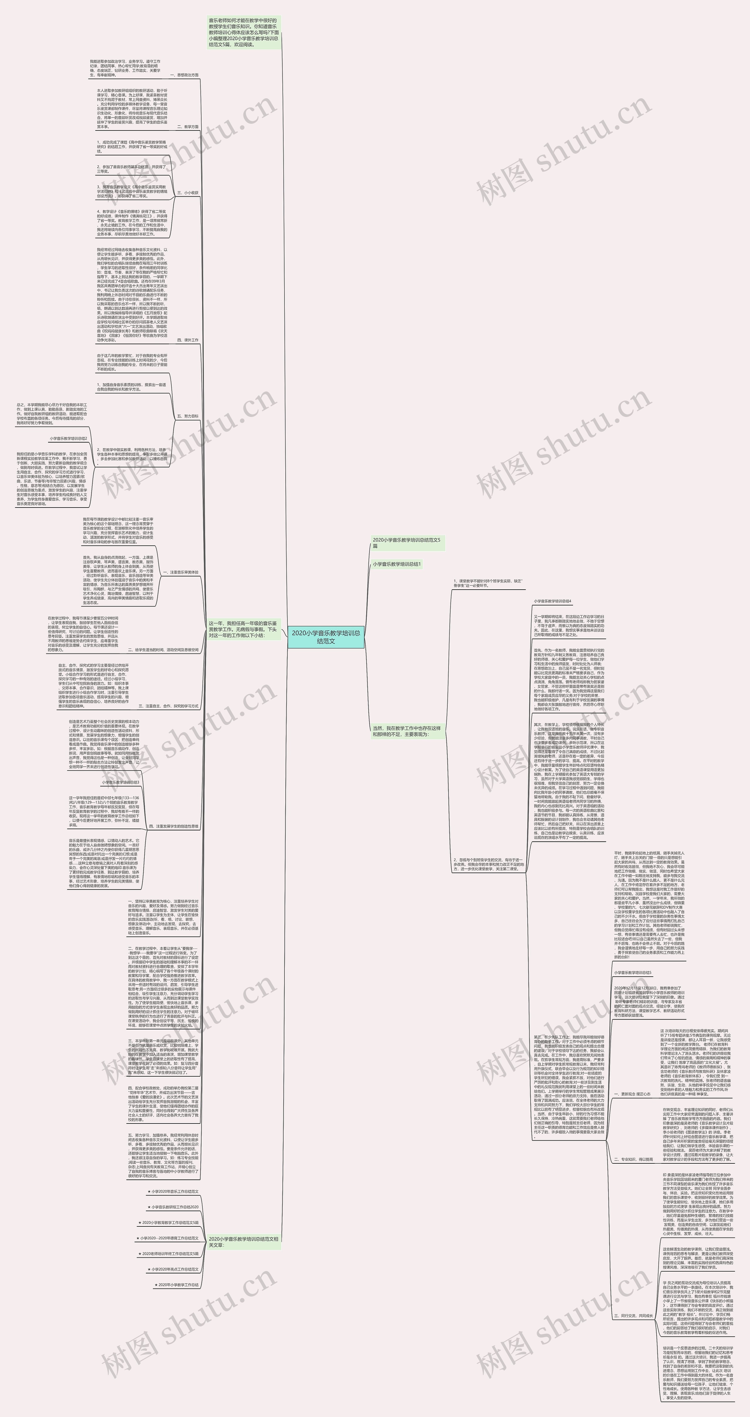 2020小学音乐教学培训总结范文思维导图