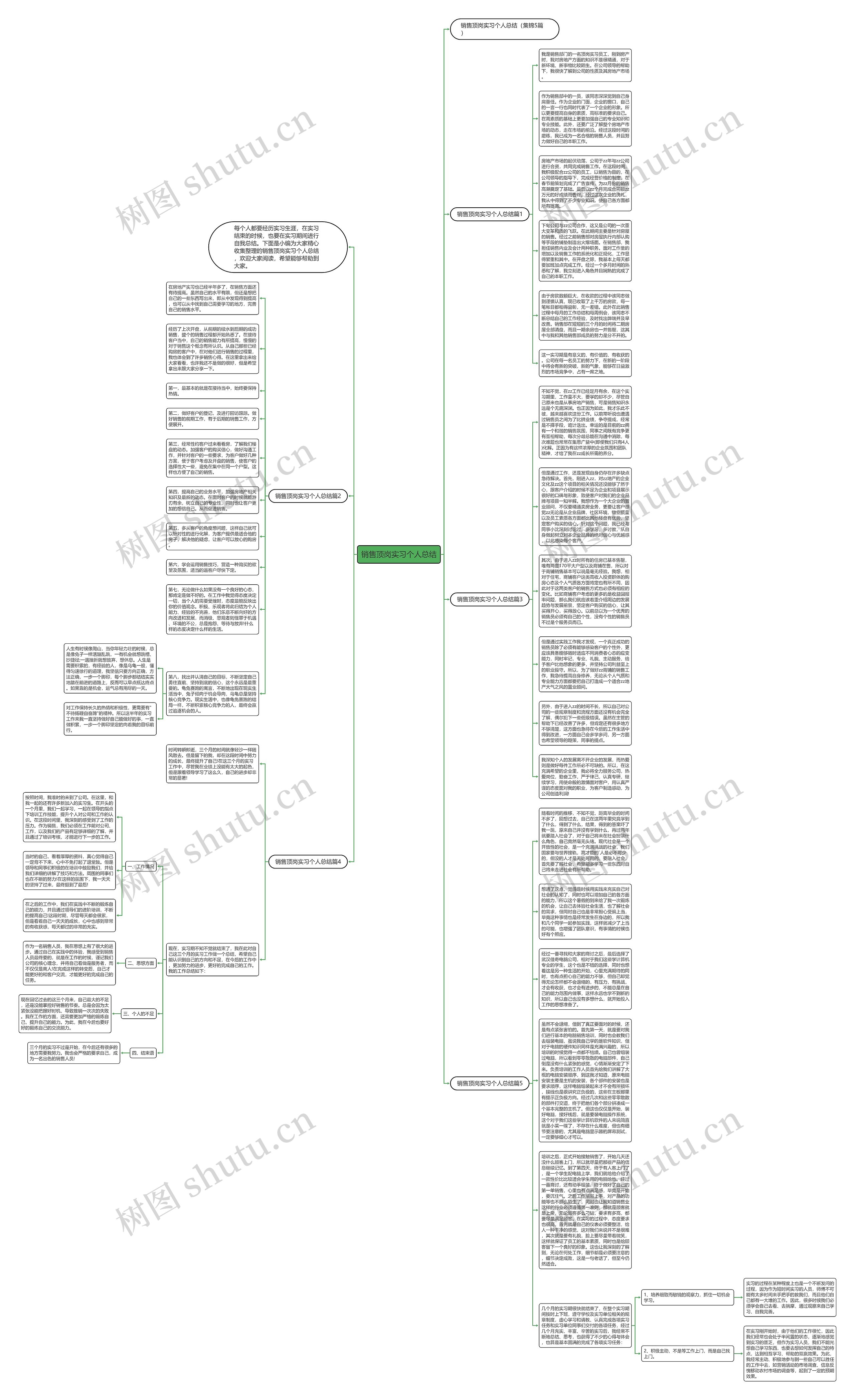 销售顶岗实习个人总结思维导图