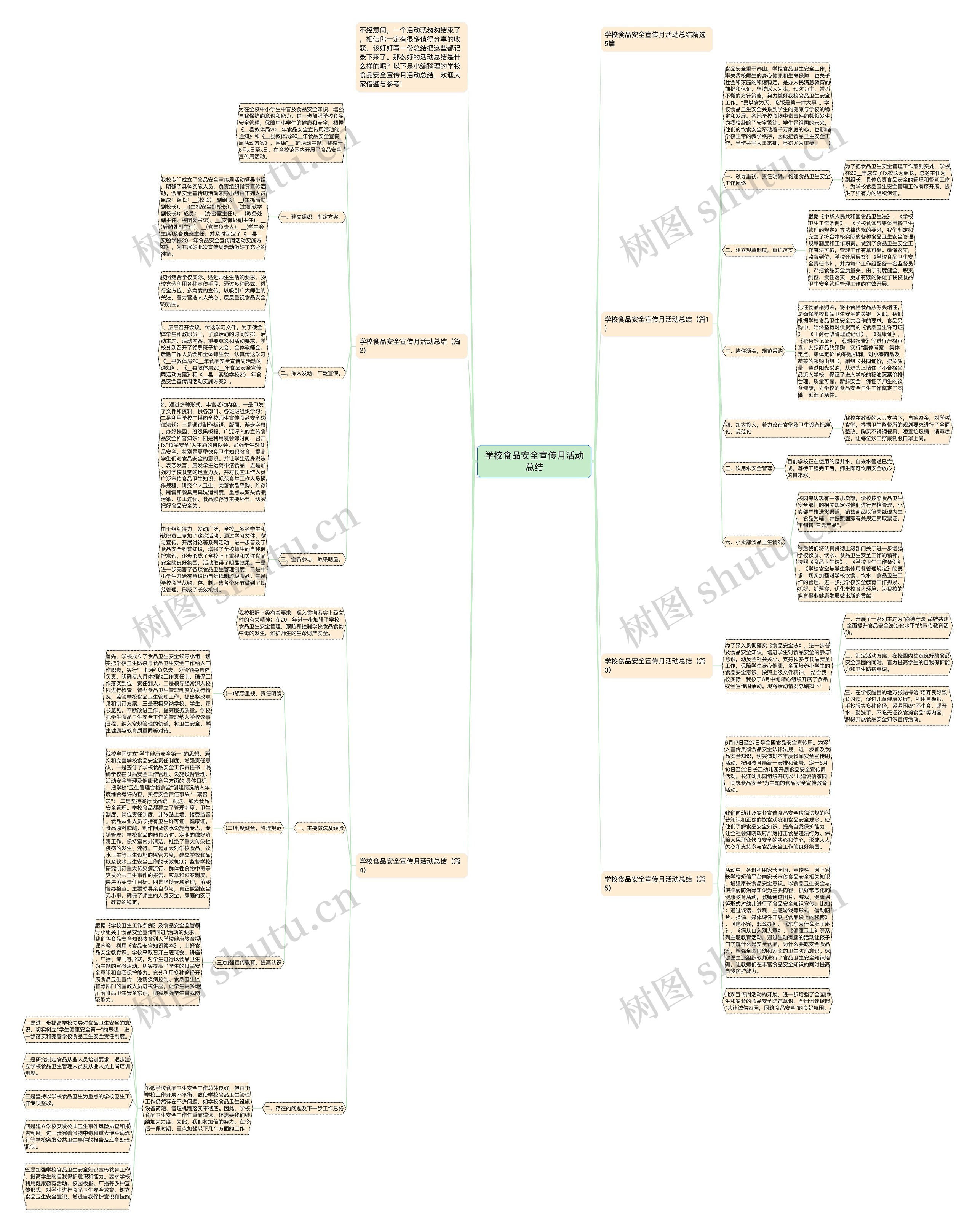 学校食品安全宣传月活动总结思维导图