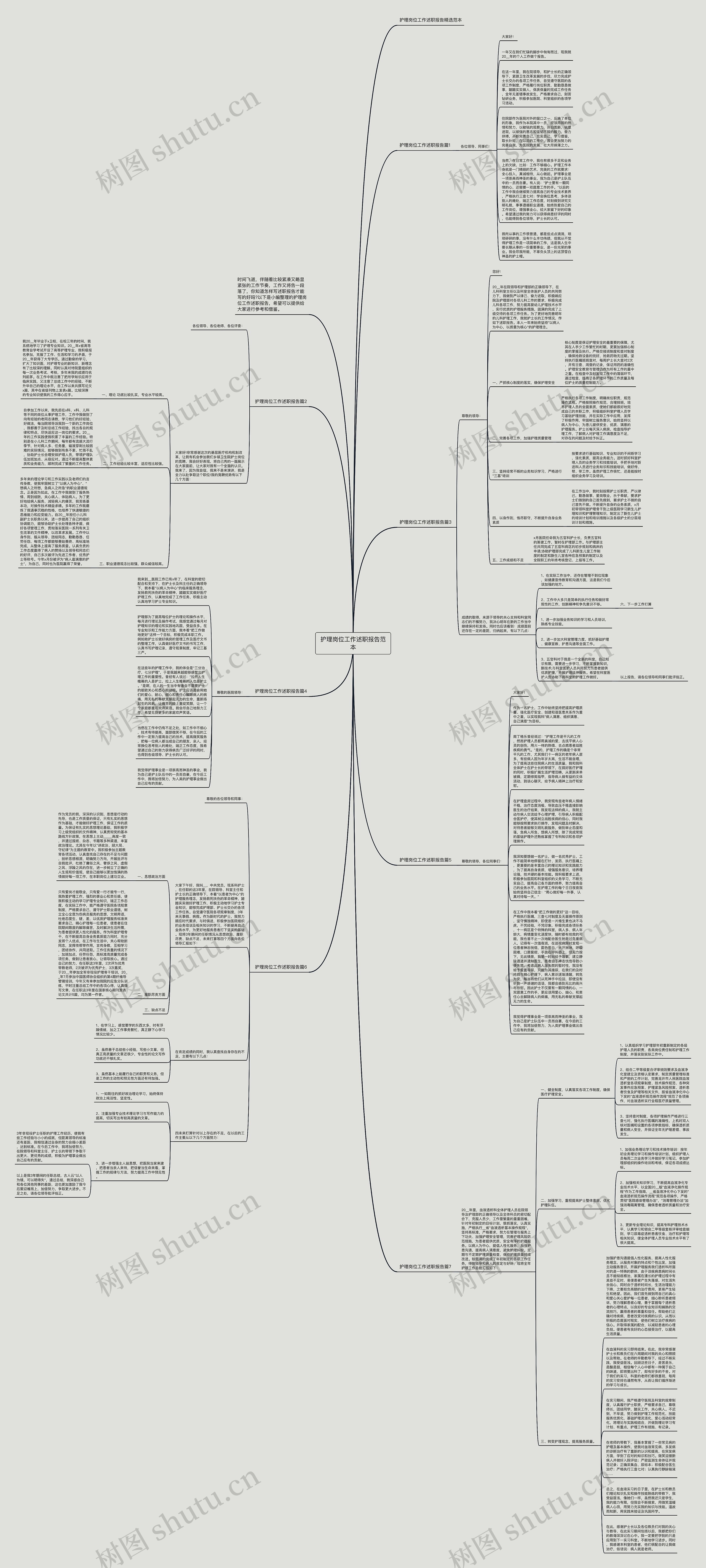 护理岗位工作述职报告范本思维导图
