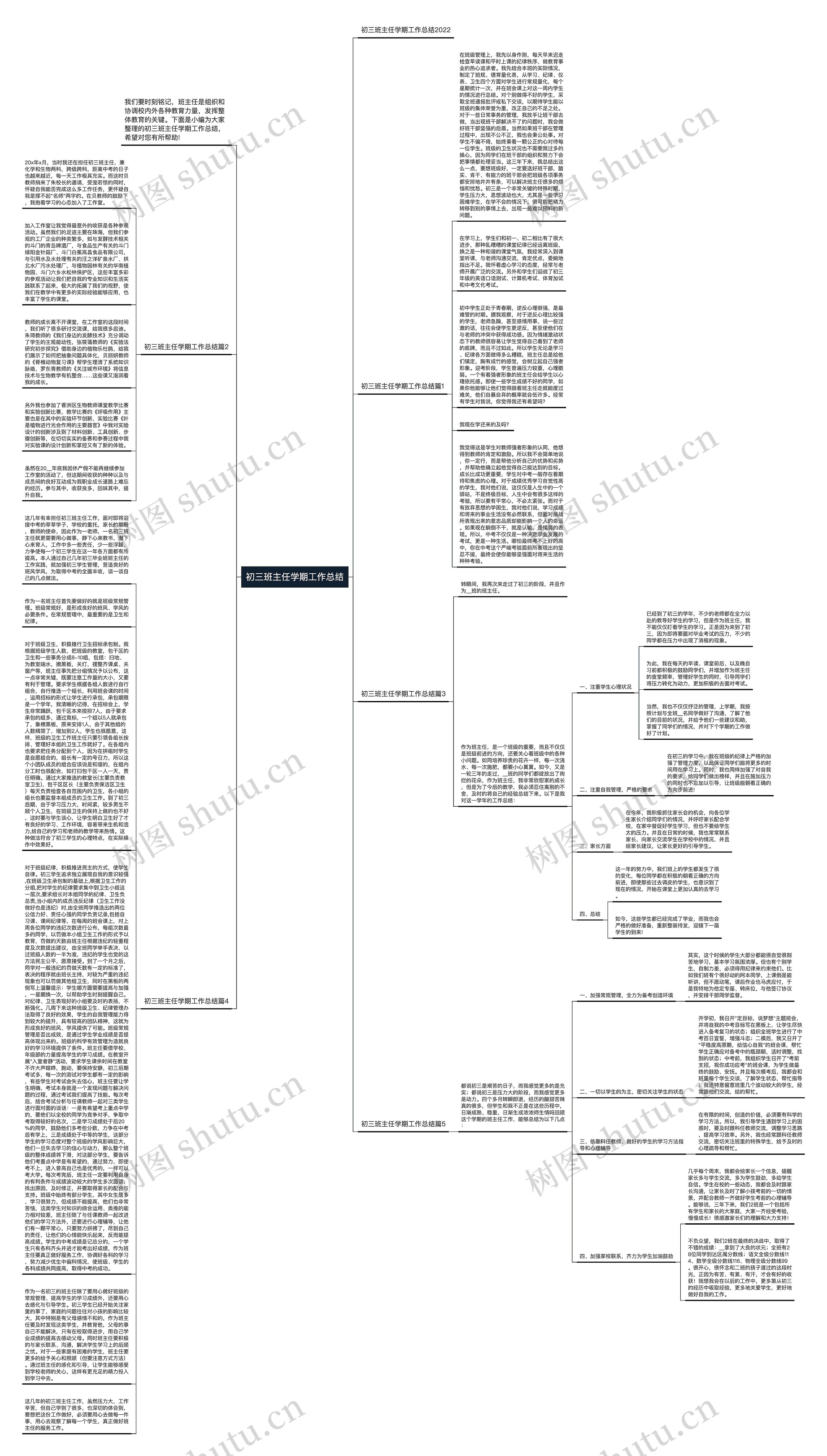 初三班主任学期工作总结思维导图