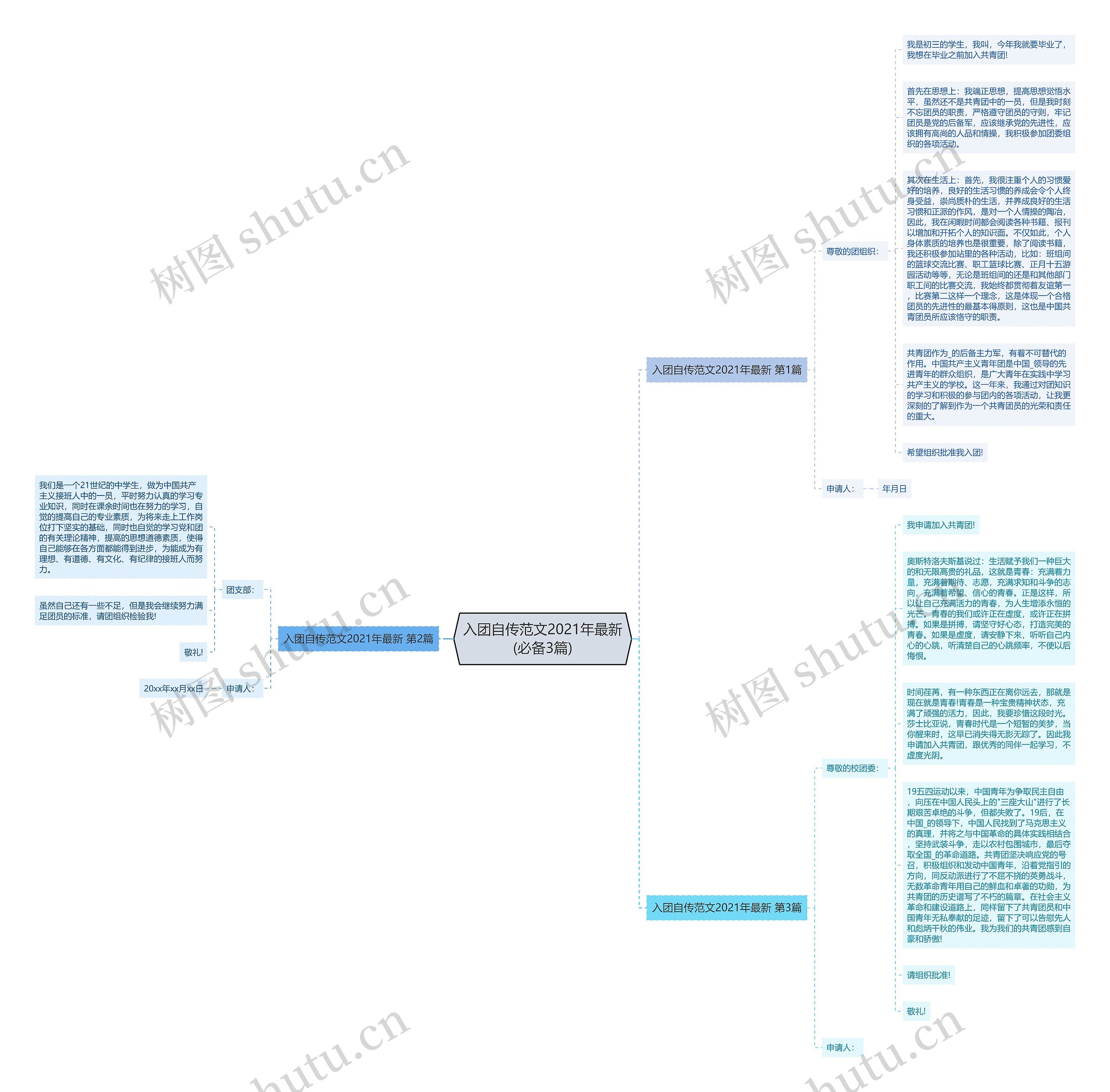入团自传范文2021年最新(必备3篇)思维导图