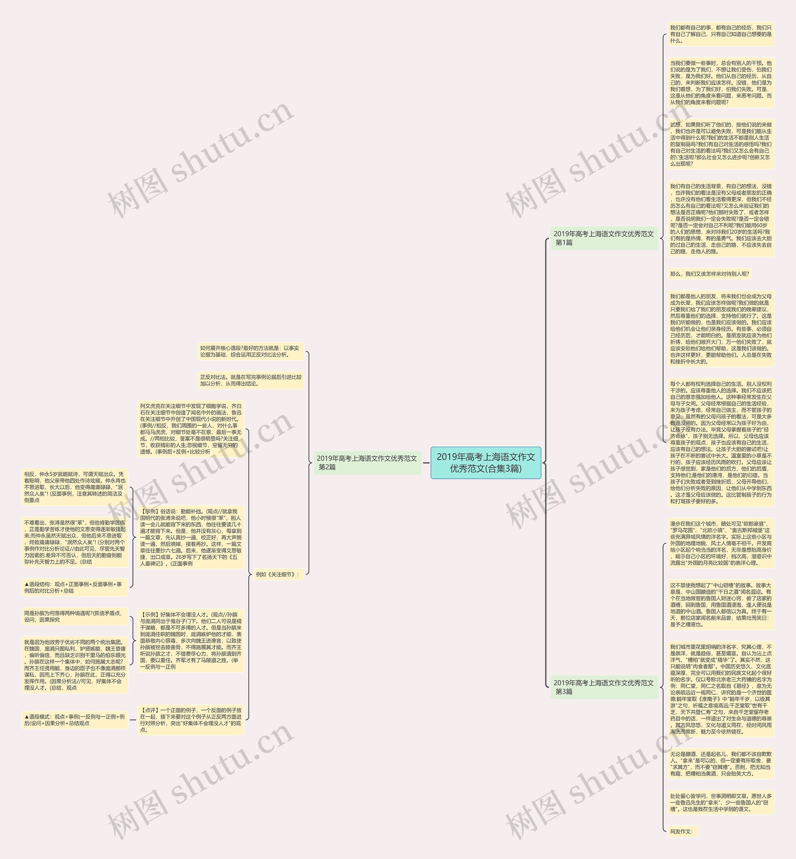 2019年高考上海语文作文优秀范文(合集3篇)思维导图