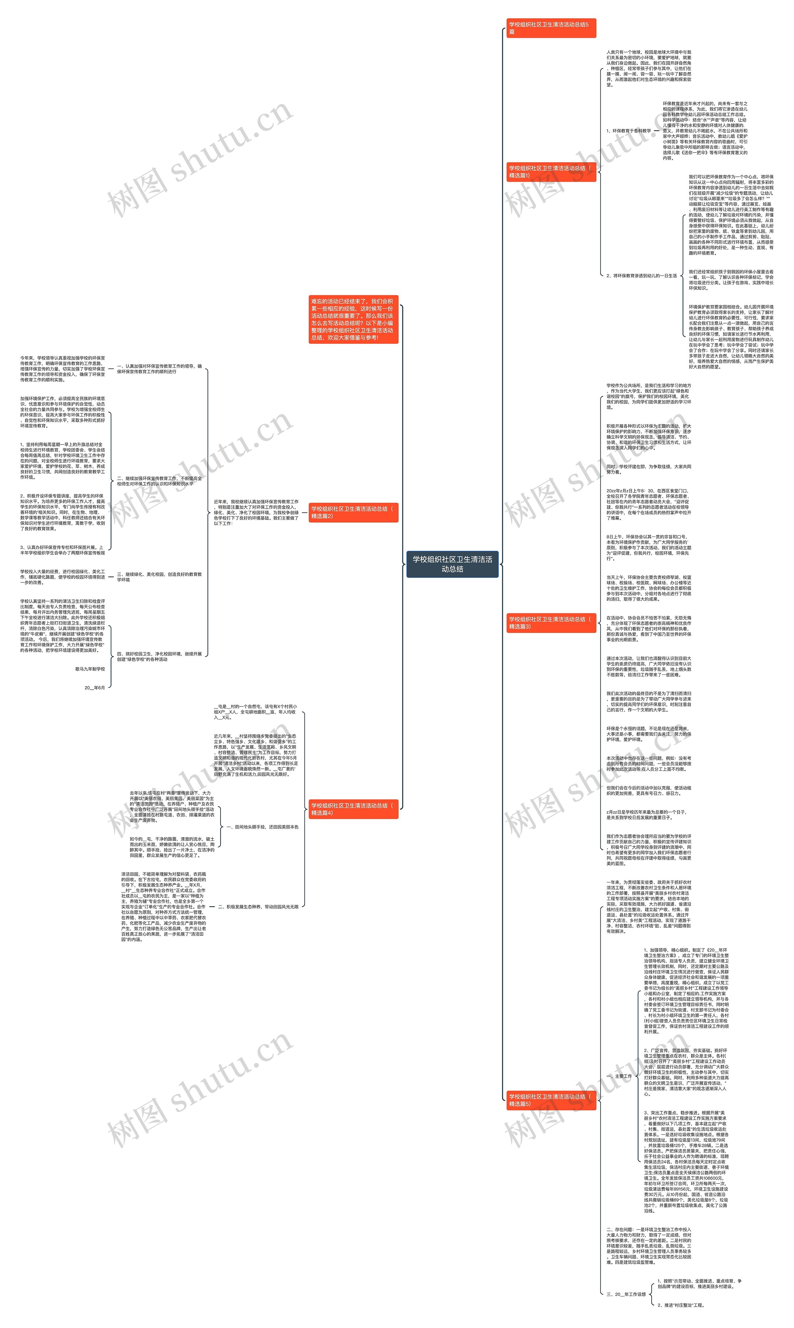 学校组织社区卫生清洁活动总结思维导图