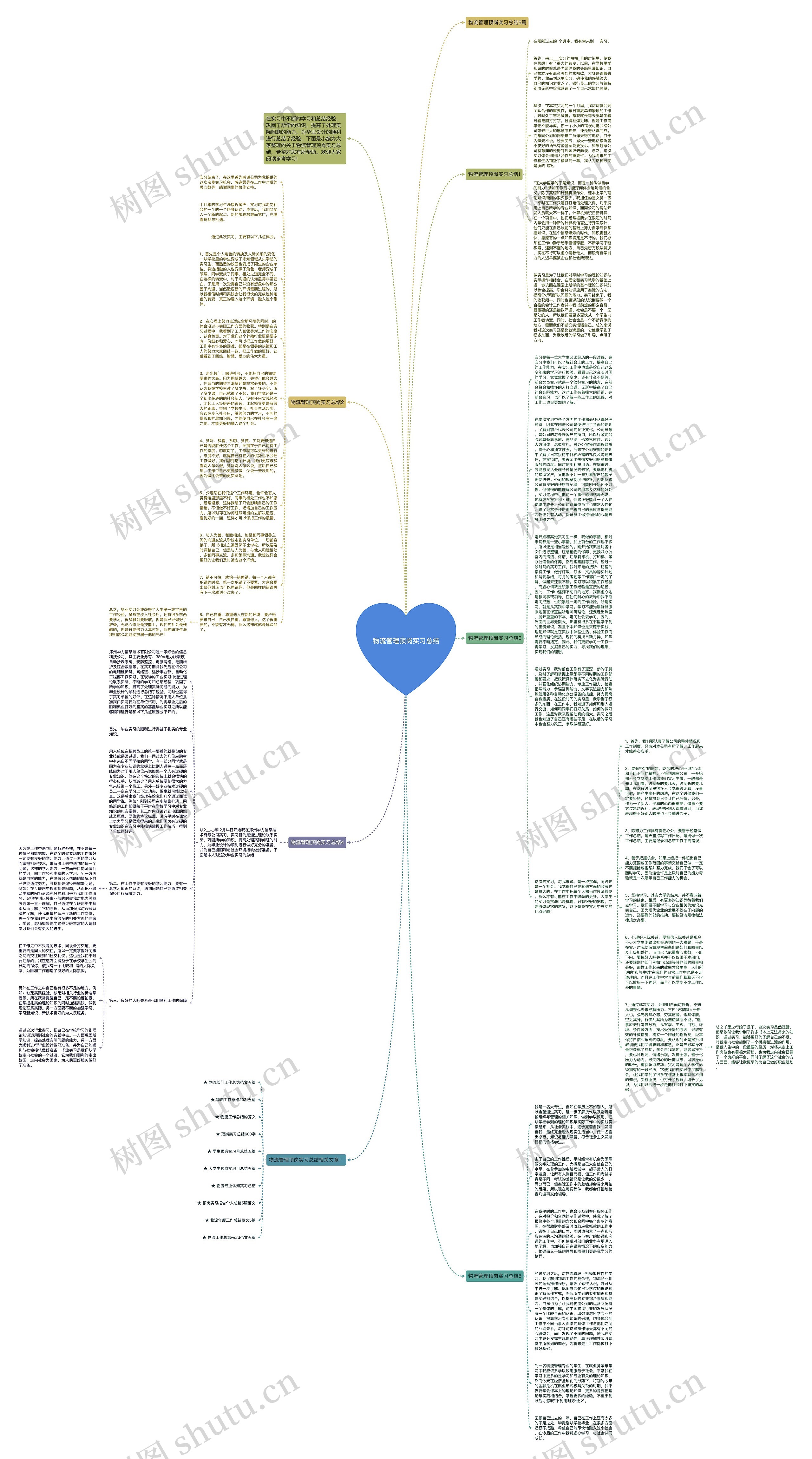 物流管理顶岗实习总结思维导图