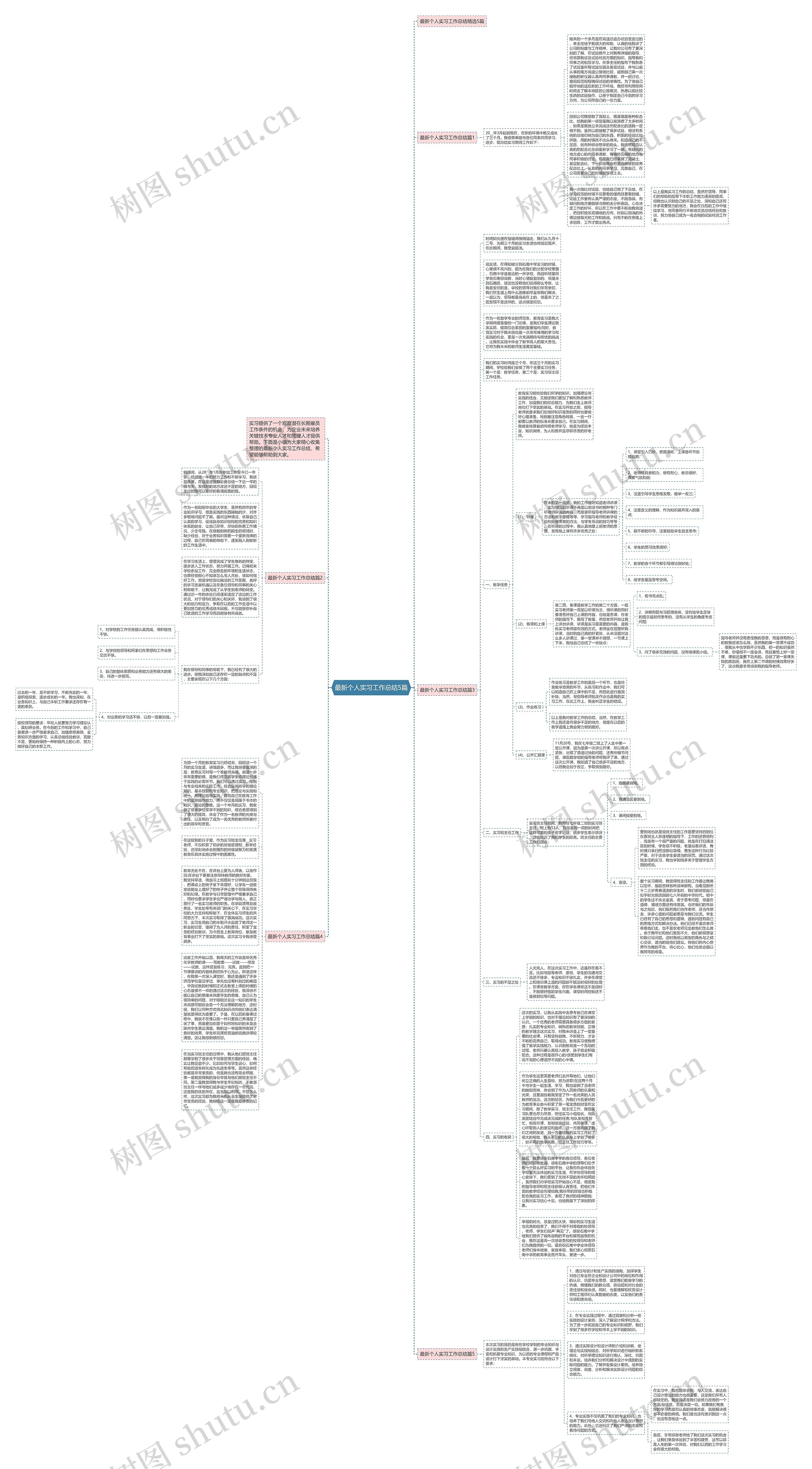 最新个人实习工作总结5篇思维导图