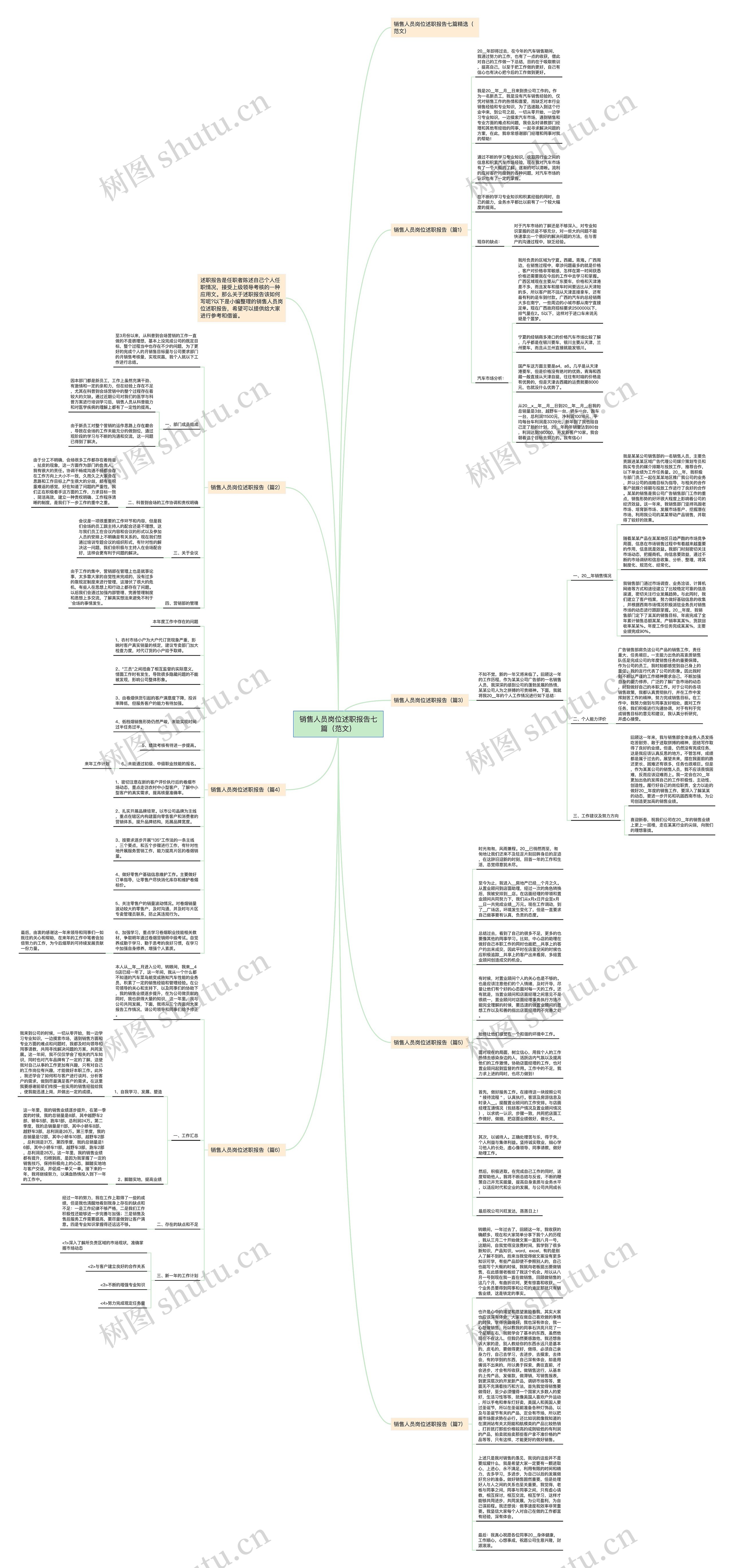 销售人员岗位述职报告七篇（范文）思维导图