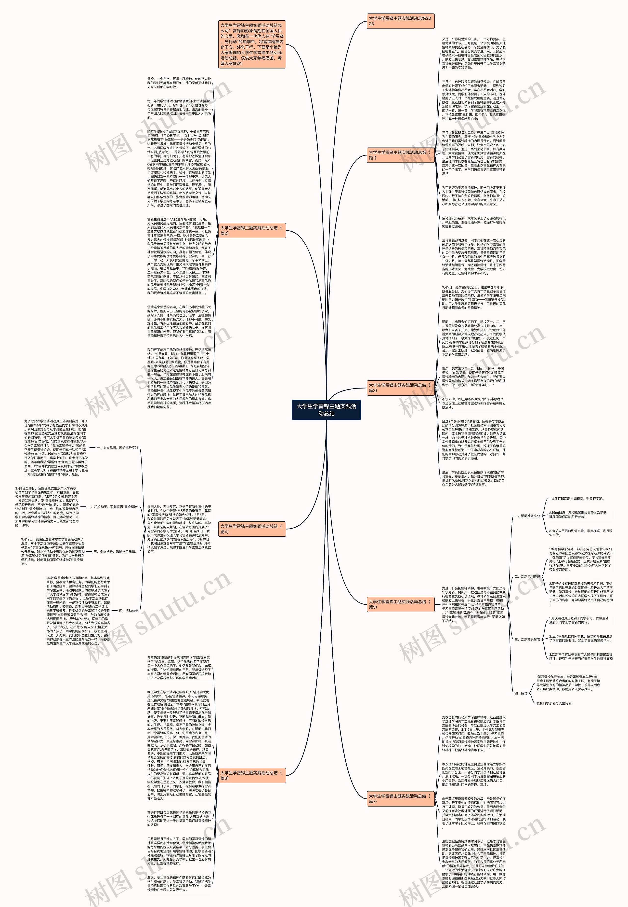 大学生学雷锋主题实践活动总结思维导图