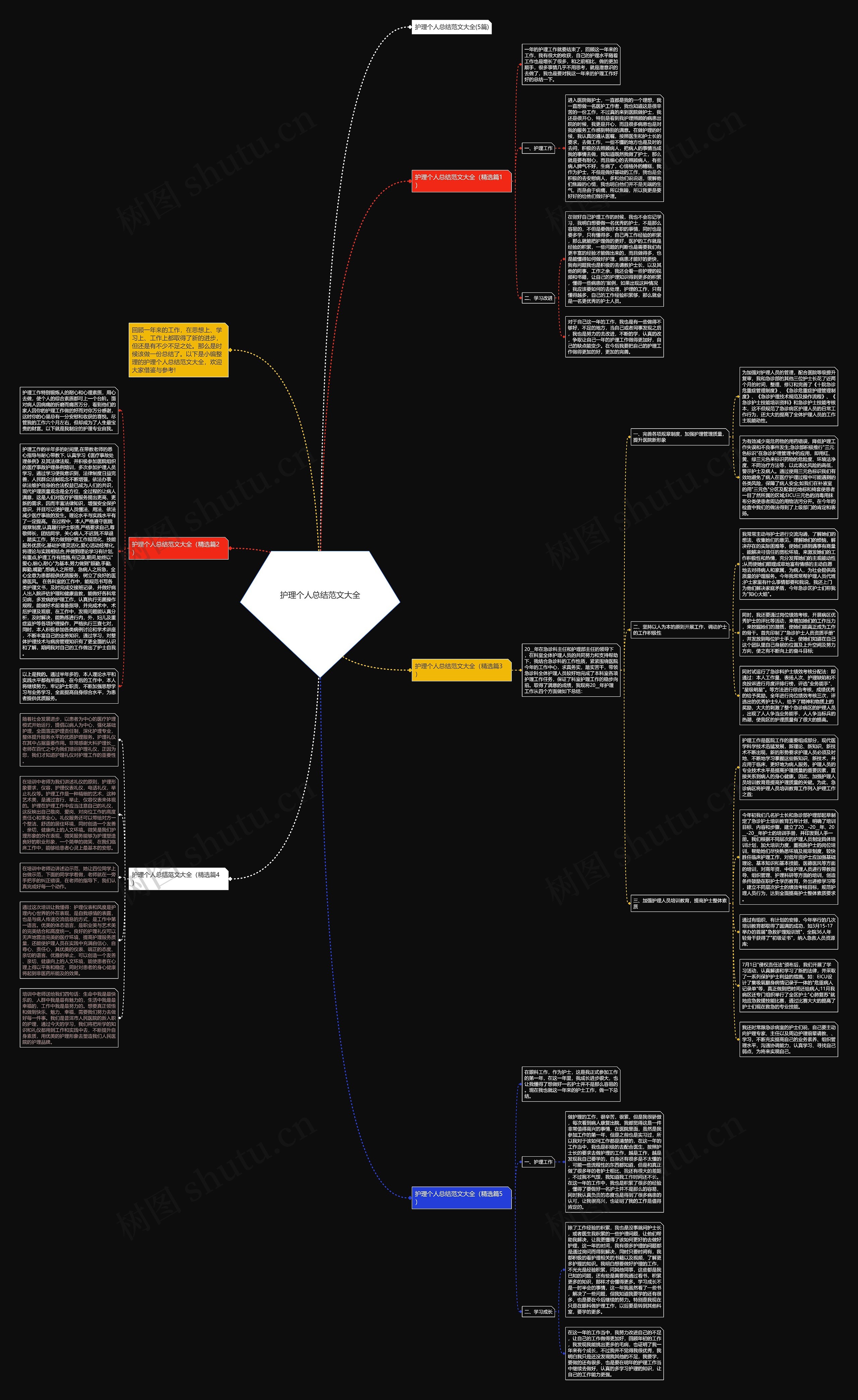 护理个人总结范文大全思维导图