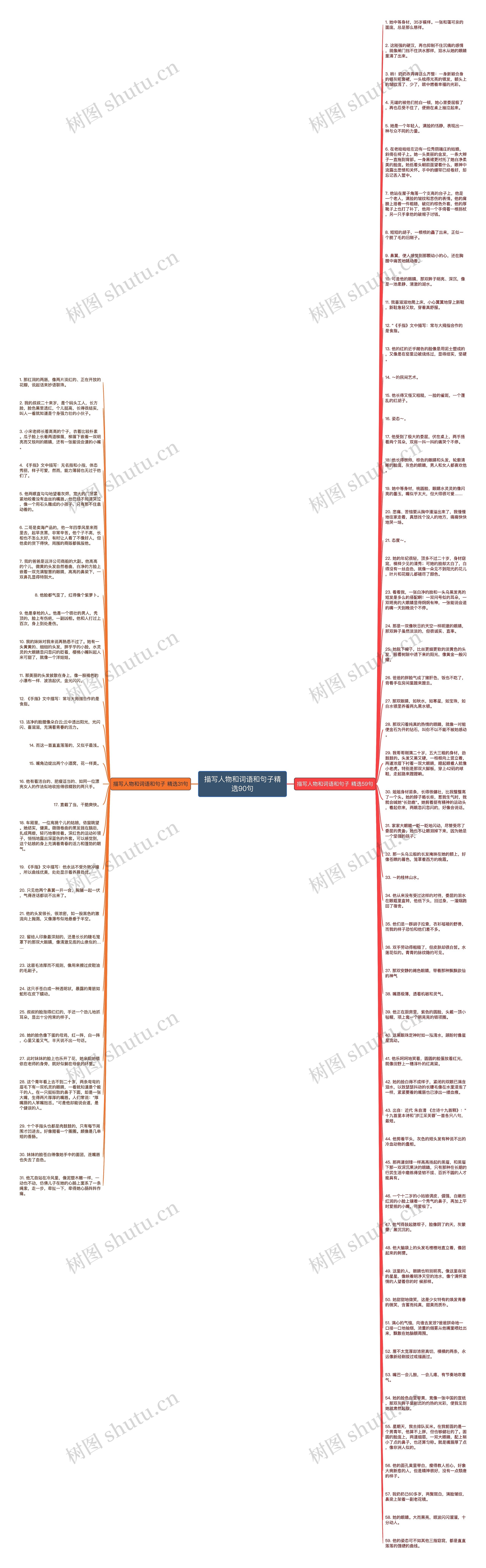 描写人物和词语和句子精选90句思维导图