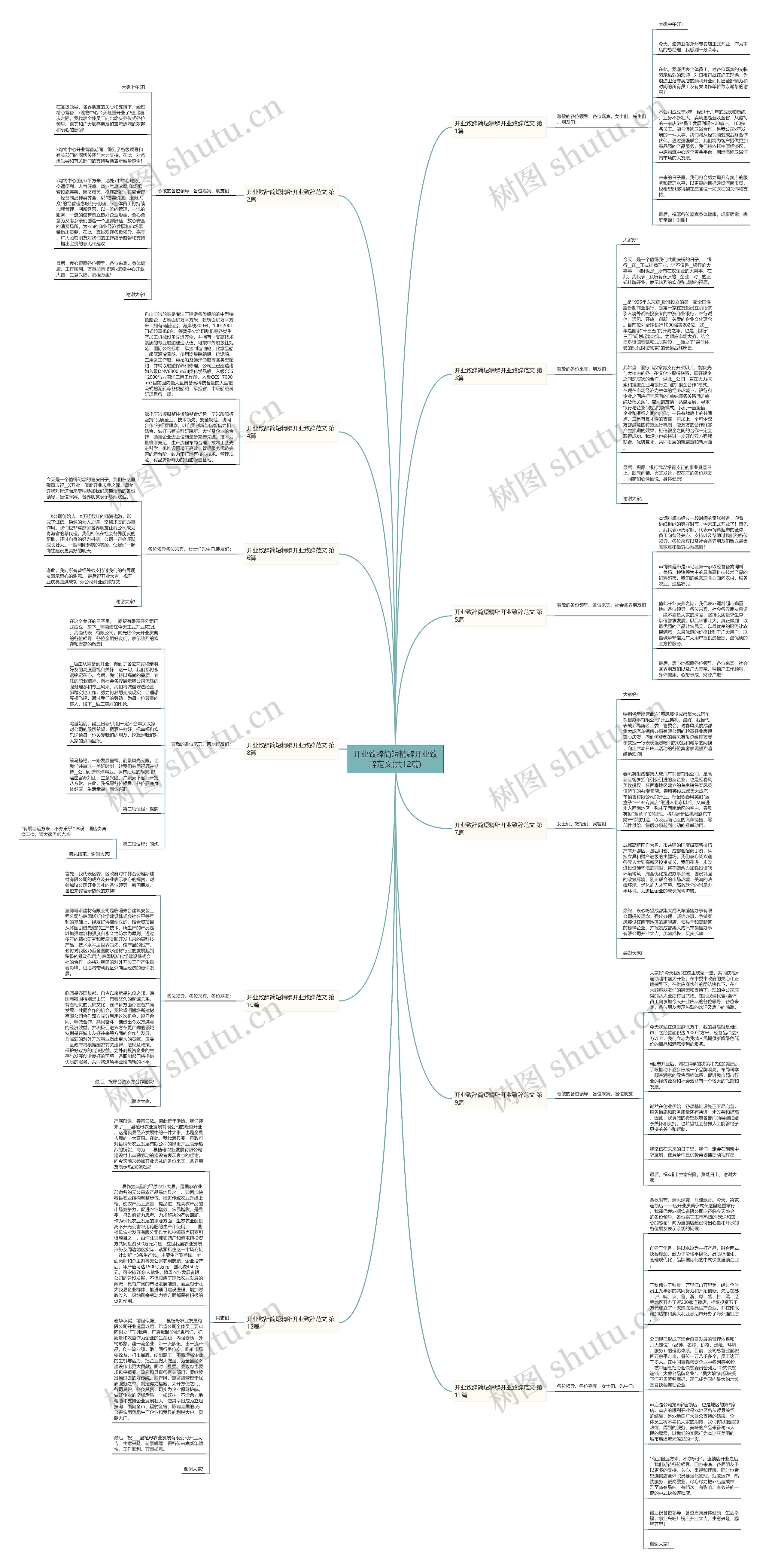 开业致辞简短精辟开业致辞范文(共12篇)思维导图