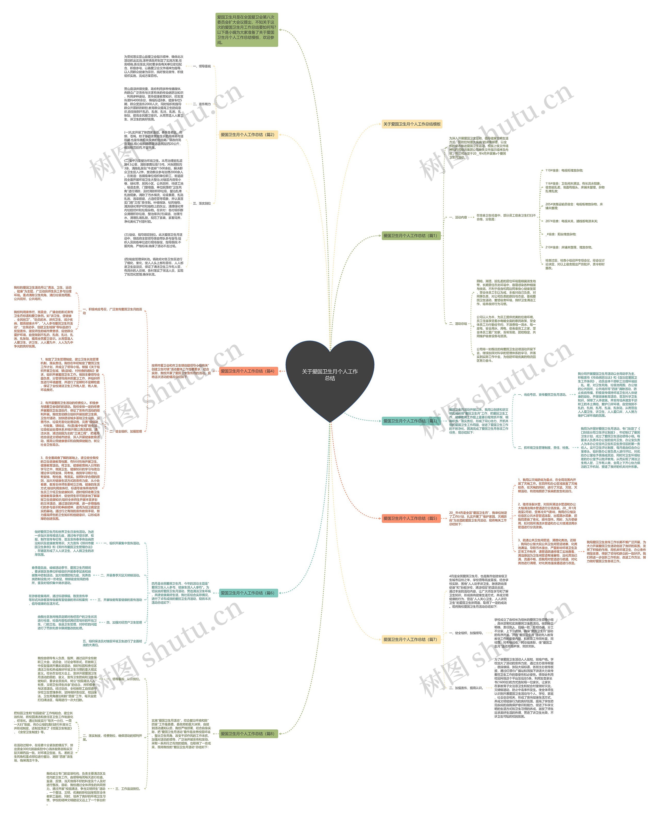 关于爱国卫生月个人工作总结思维导图