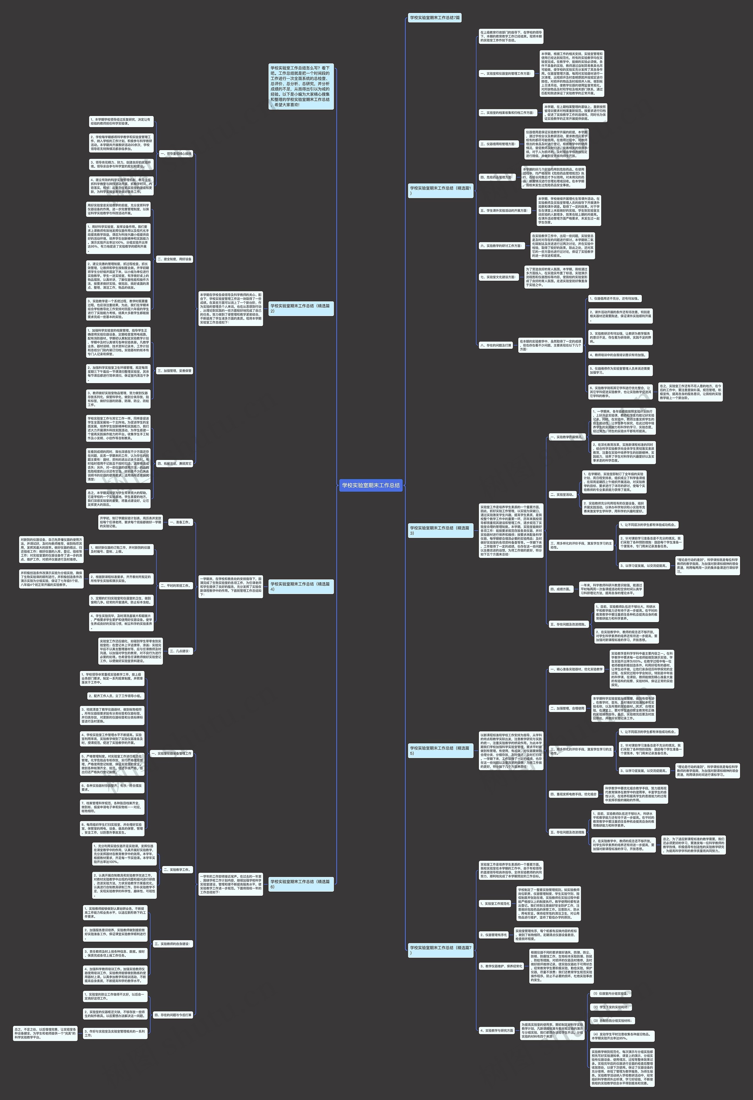 学校实验室期末工作总结思维导图