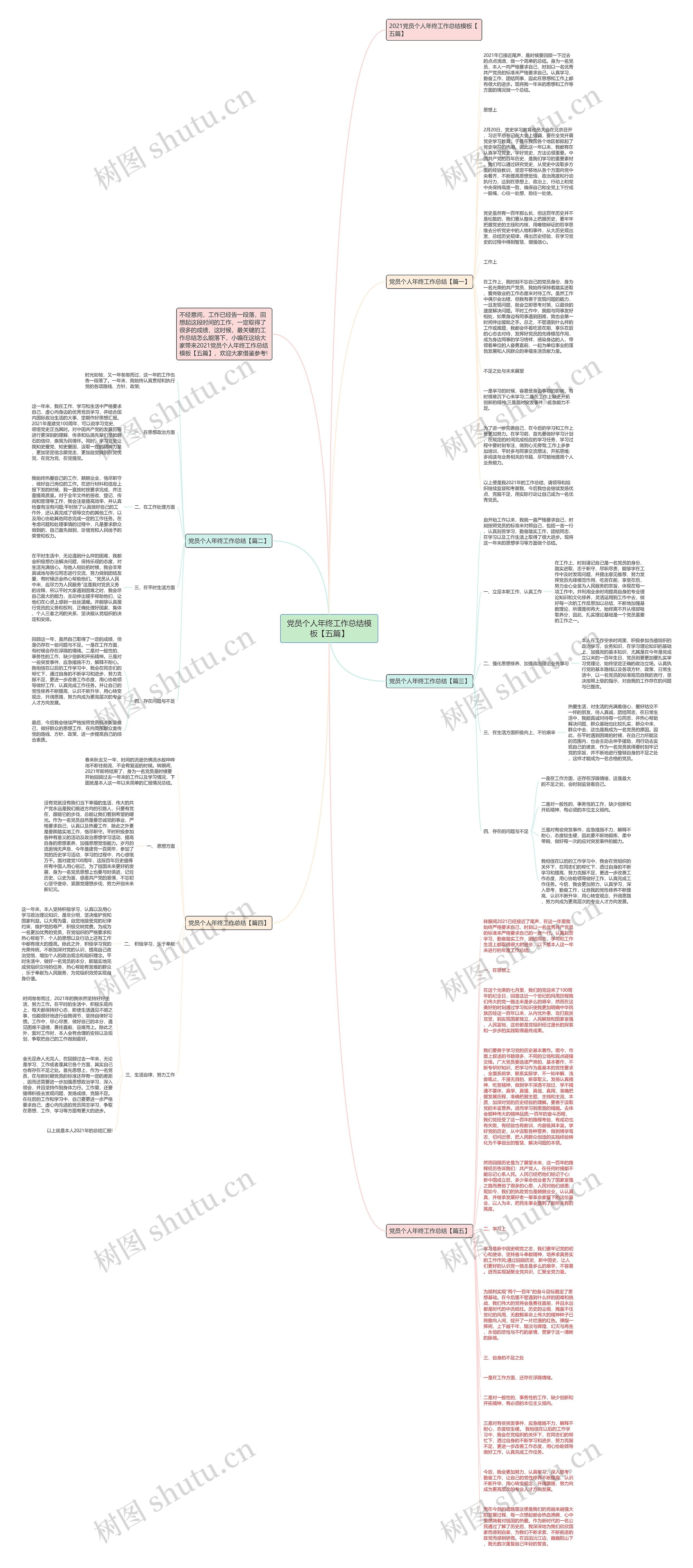 党员个人年终工作总结【五篇】思维导图