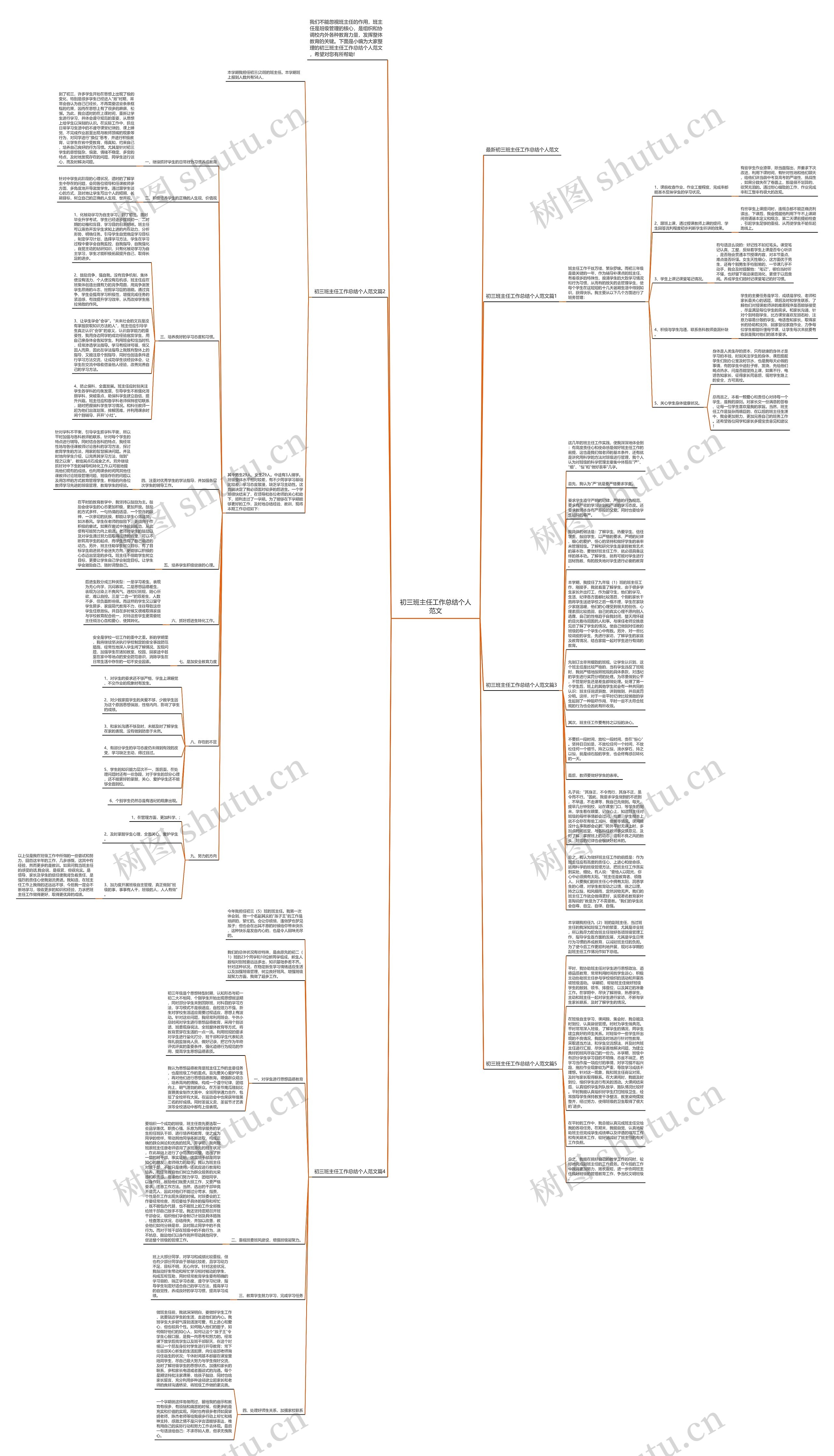 初三班主任工作总结个人范文思维导图