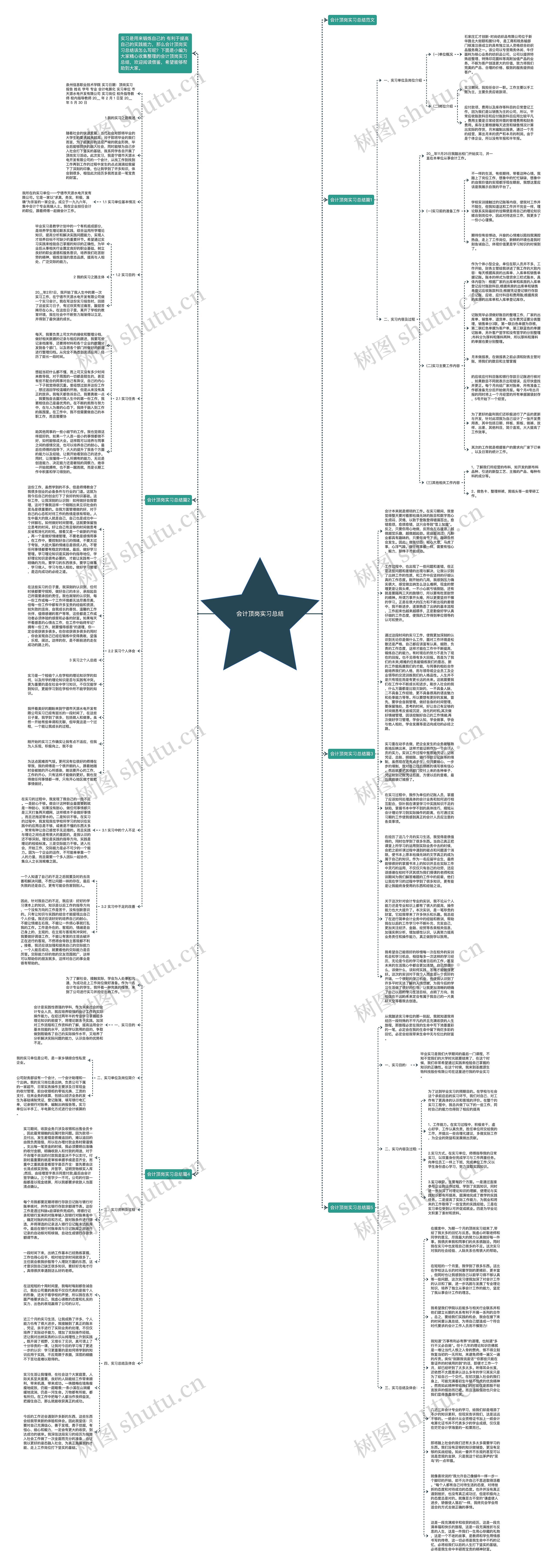 会计顶岗实习总结思维导图