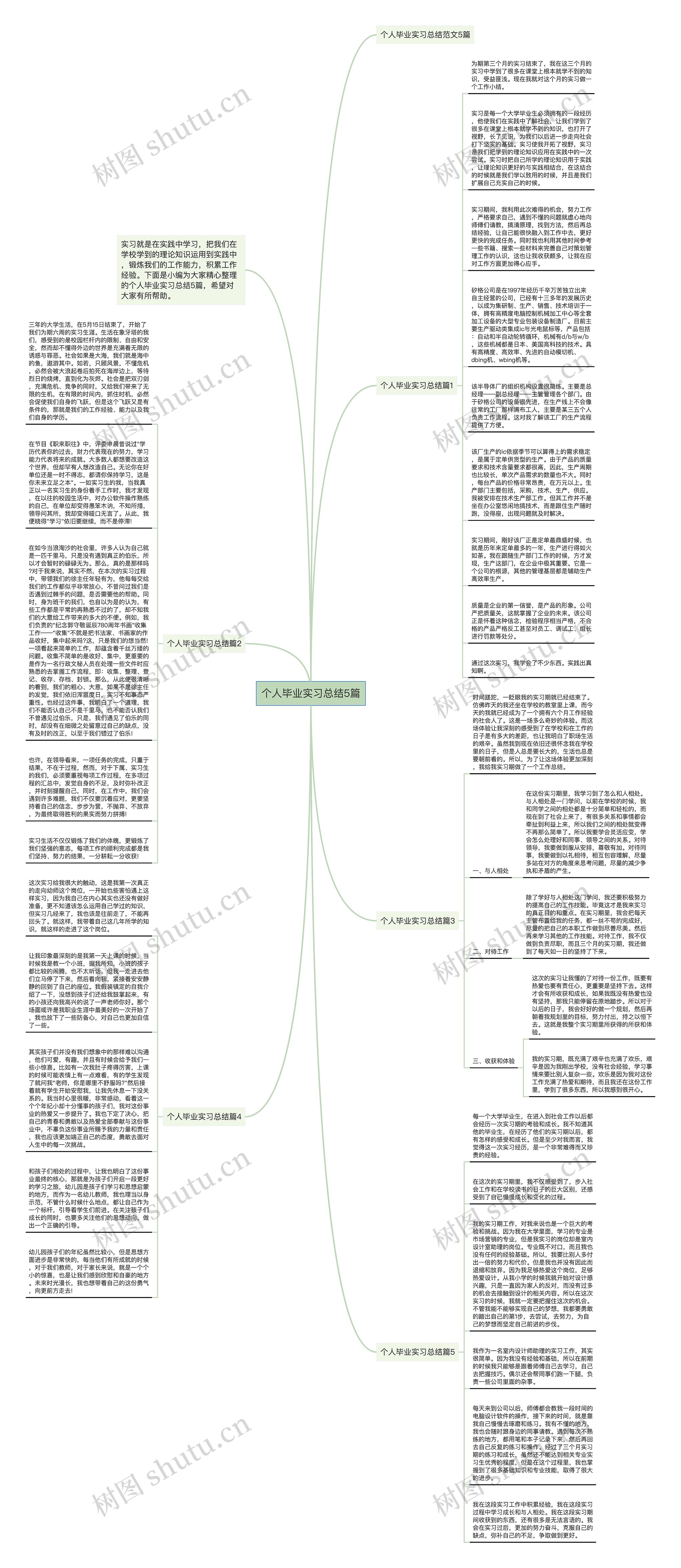 个人毕业实习总结5篇思维导图