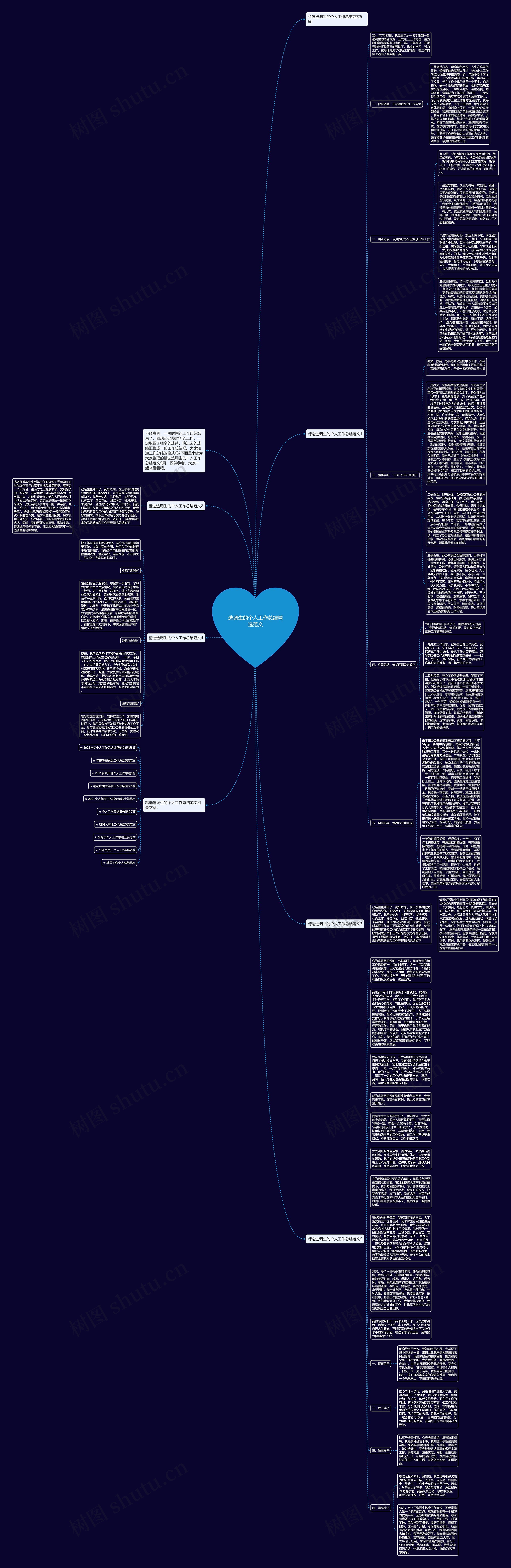 选调生的个人工作总结精选范文思维导图